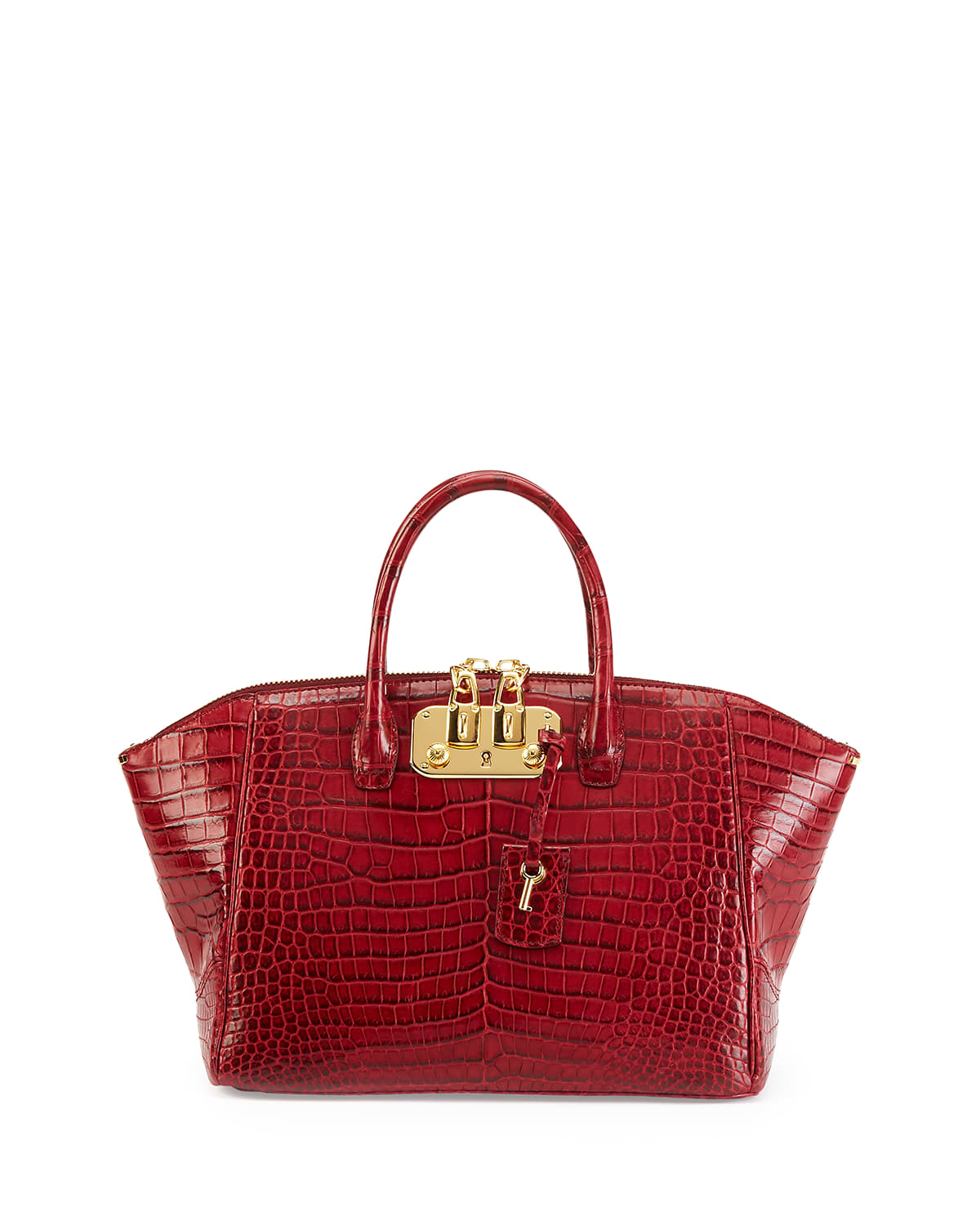 VBH Brera 32 Crocodile Satchel Bag, Cranberry