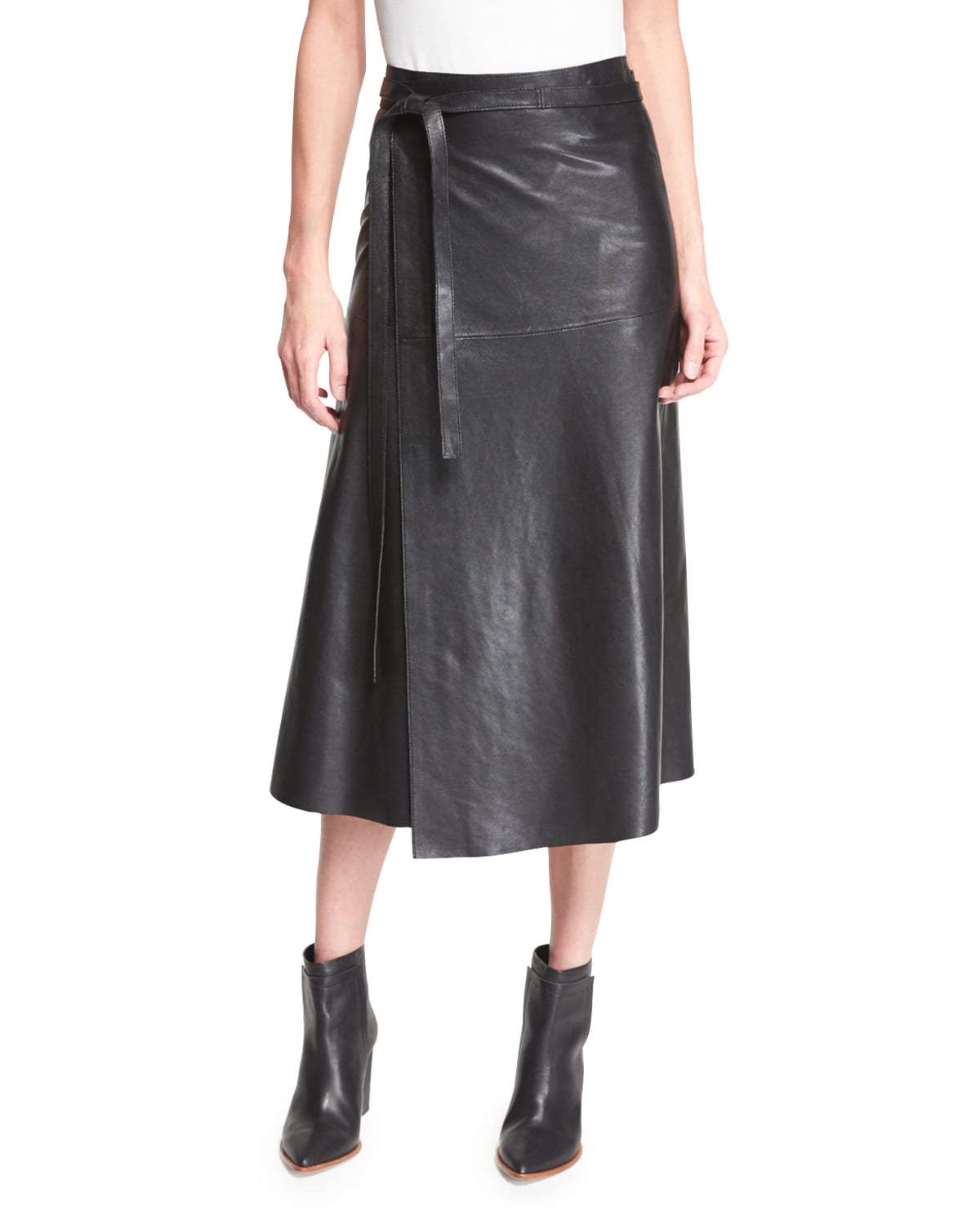 Melbourne Stilk foder Isabel Marant Leather A-Line Wrap Skirt, Black