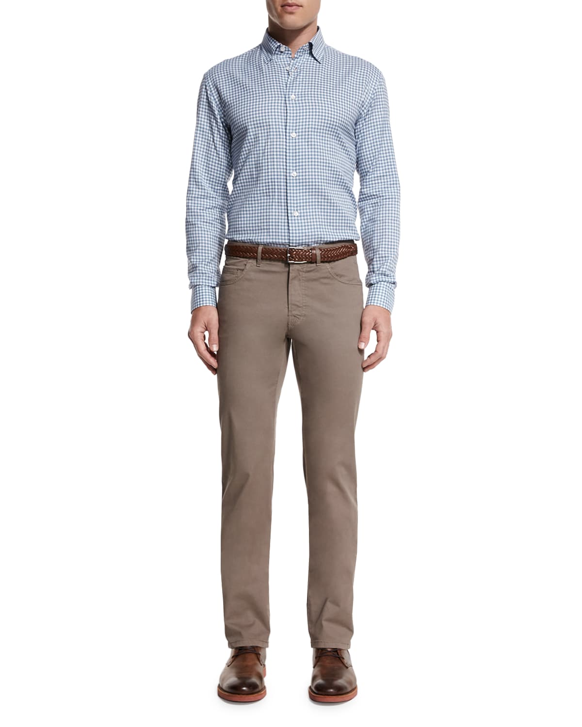 Brioni Five-Pocket Twill Pants, Khaki