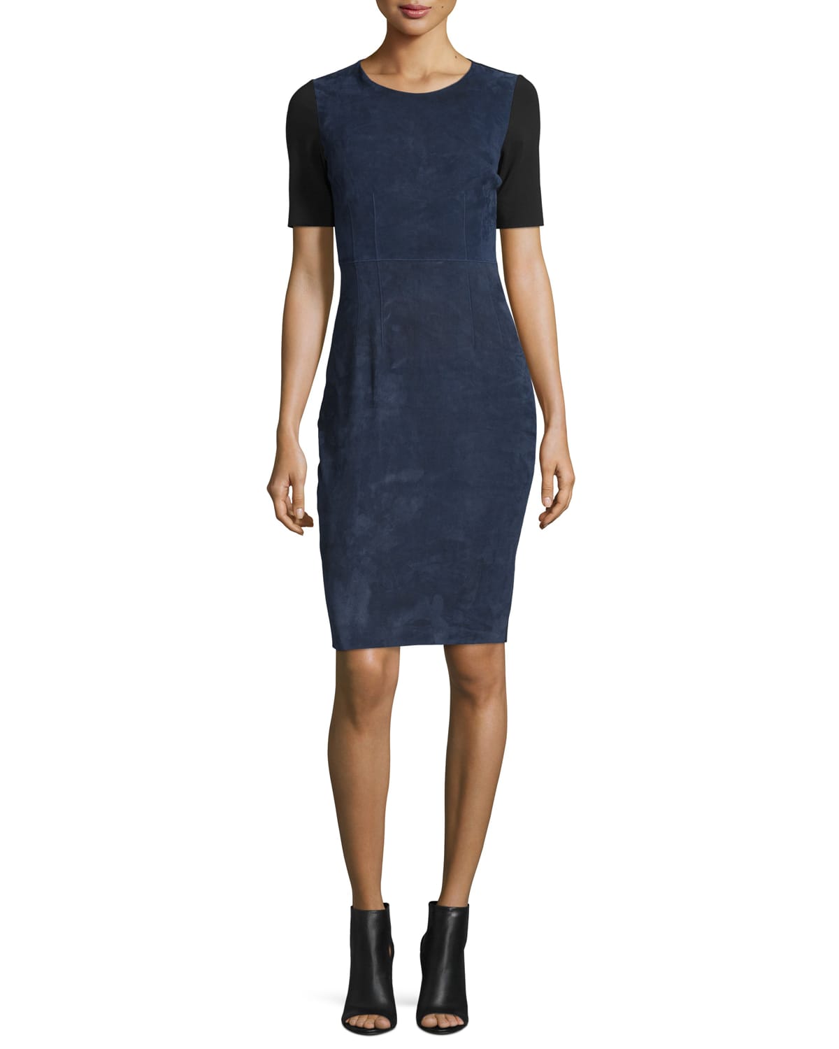 Elie Tahari Emily Colorblock Combo Sheath Dress Blue Navy