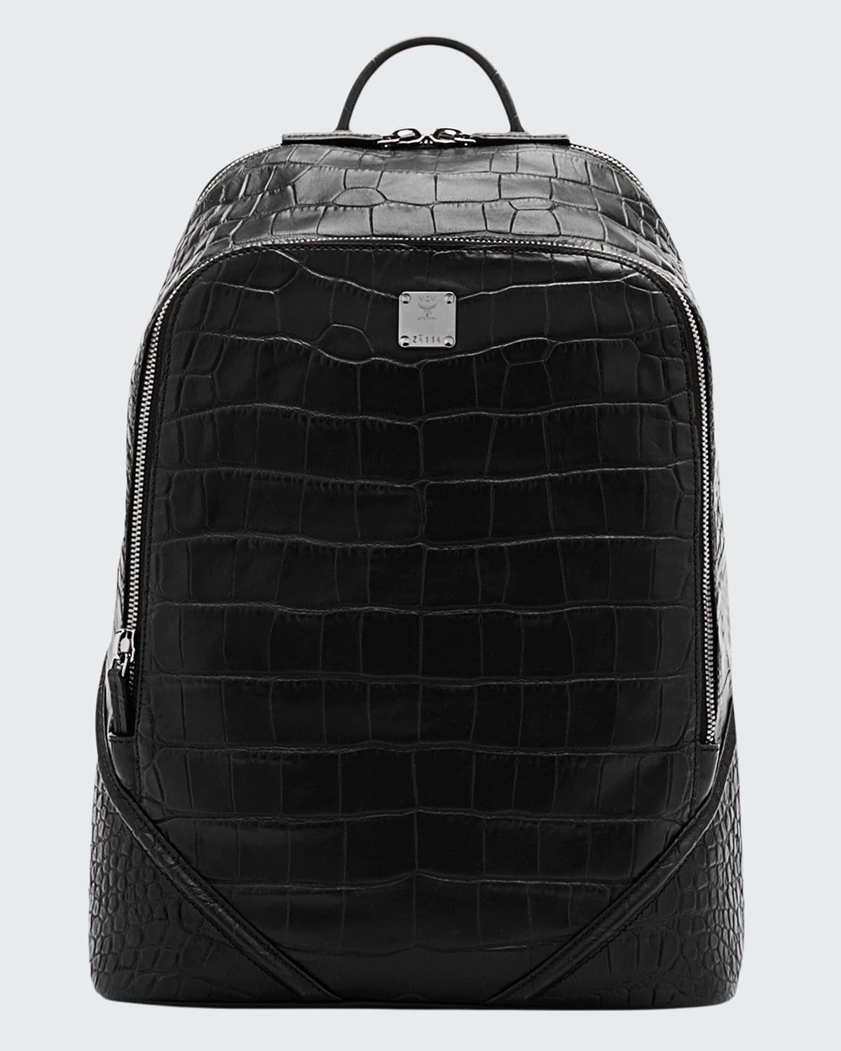 MCM Duke Luxus Men s Crocodile Embossed Medium Backpack Black