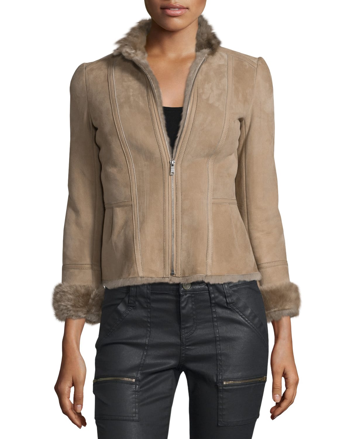 Joie Amica Shearling Lined Suede Jacket