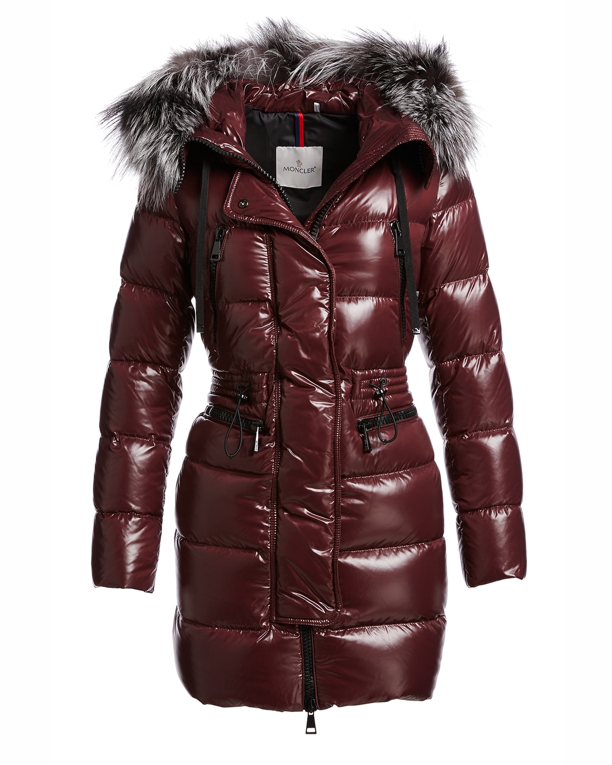 Aphrotiti Shiny Quilted Down Coat w Fur Hood