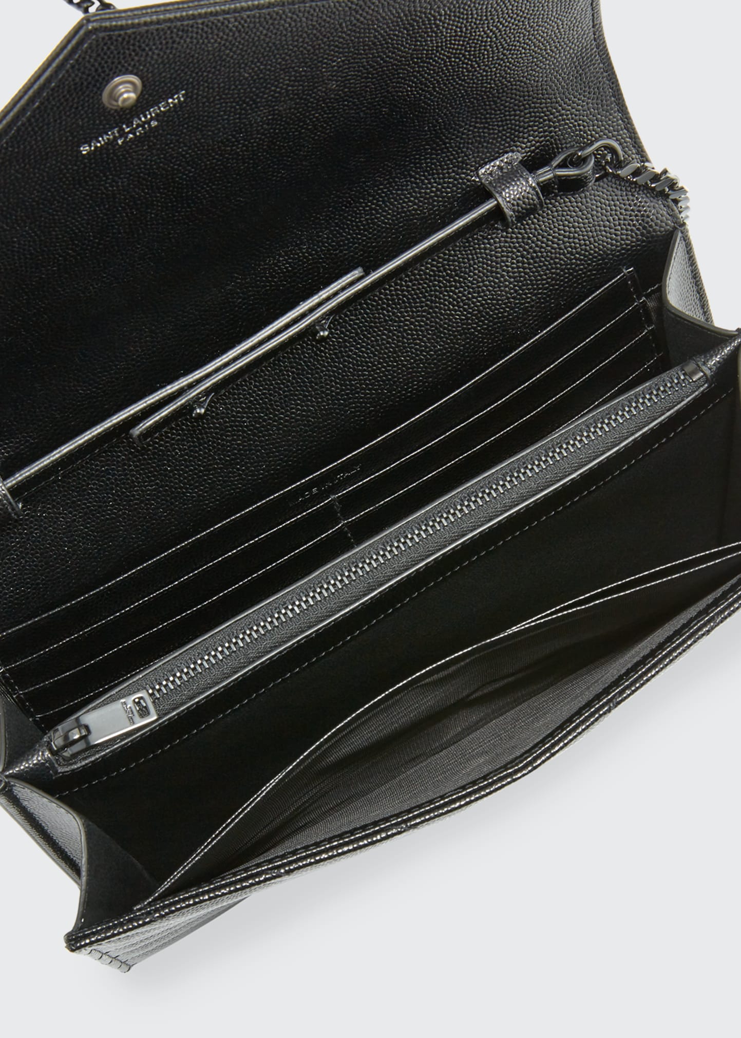 saint laurent medium monogram mattelasse leather chain wallet