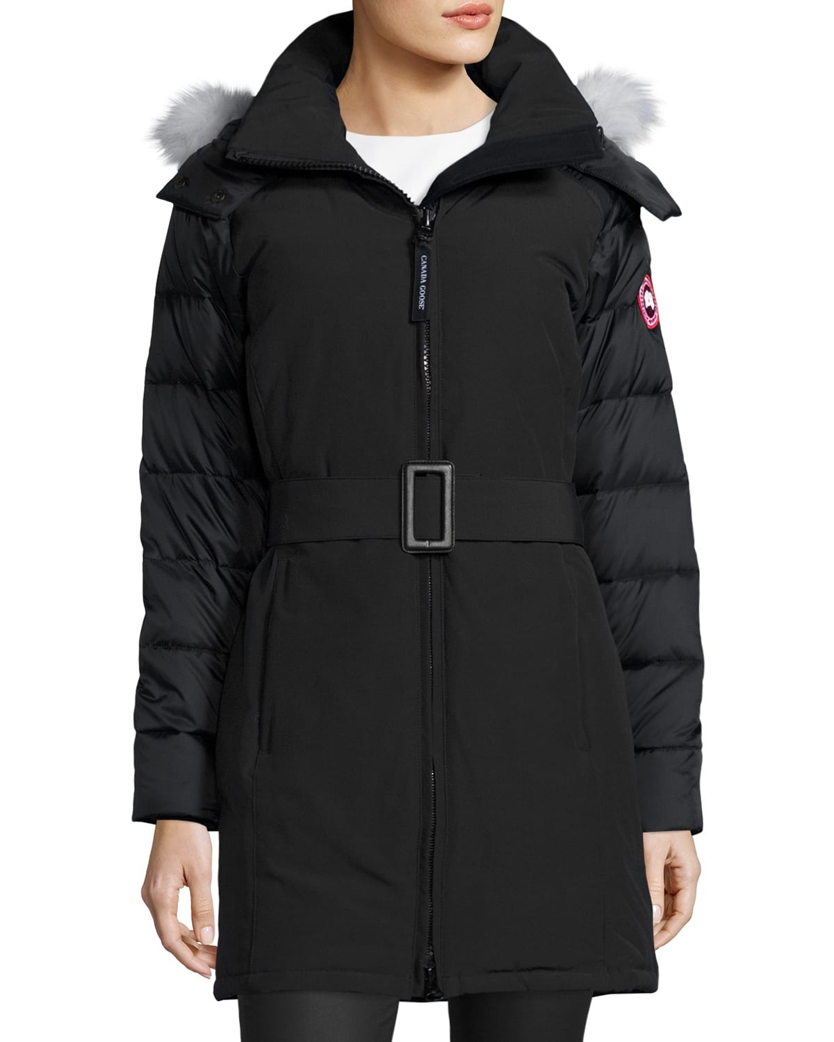 Canada Goose Rowan Hooded Fur Trim Parka Black Graphite