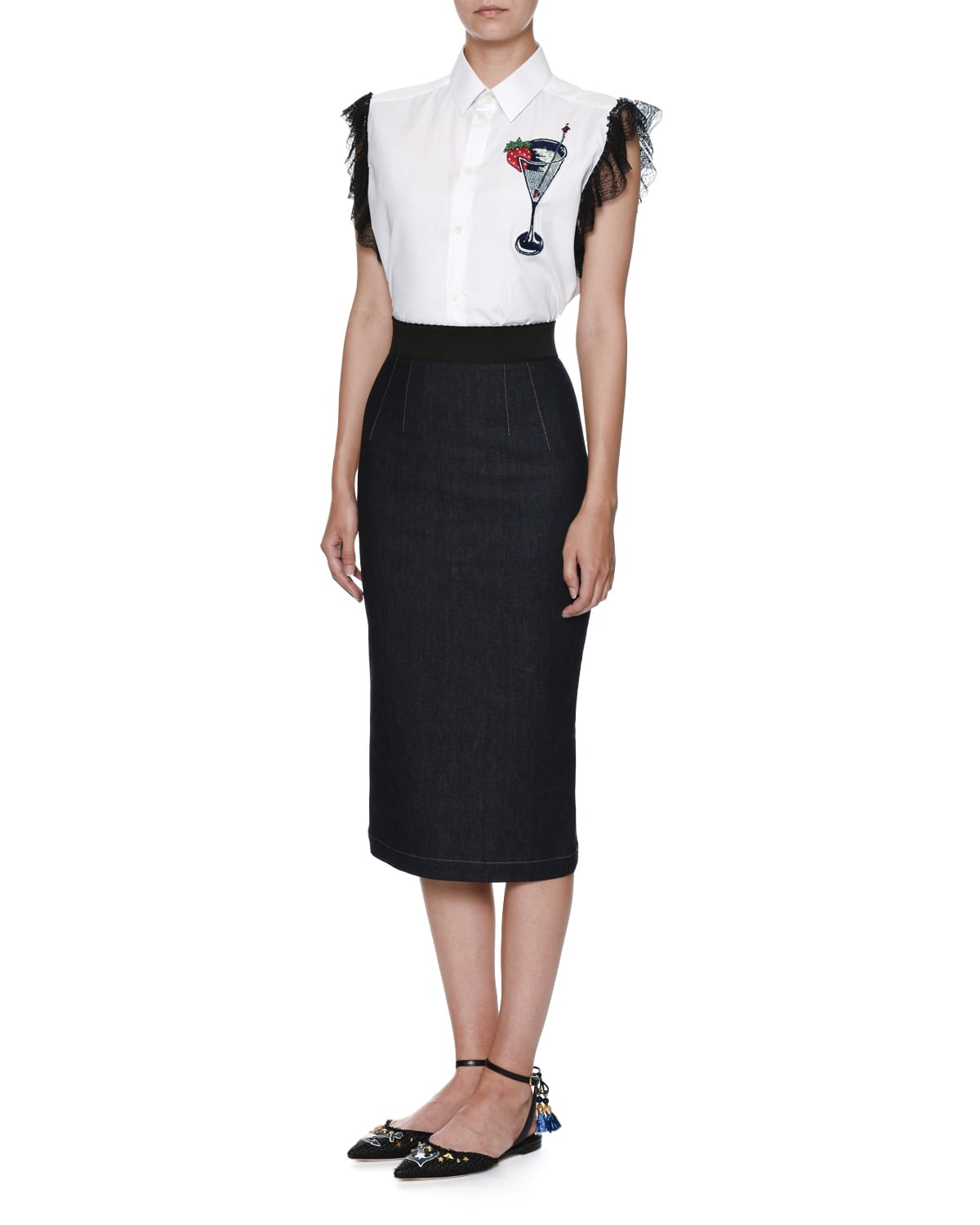 2910027 Indigo Fishtail Long Skirt