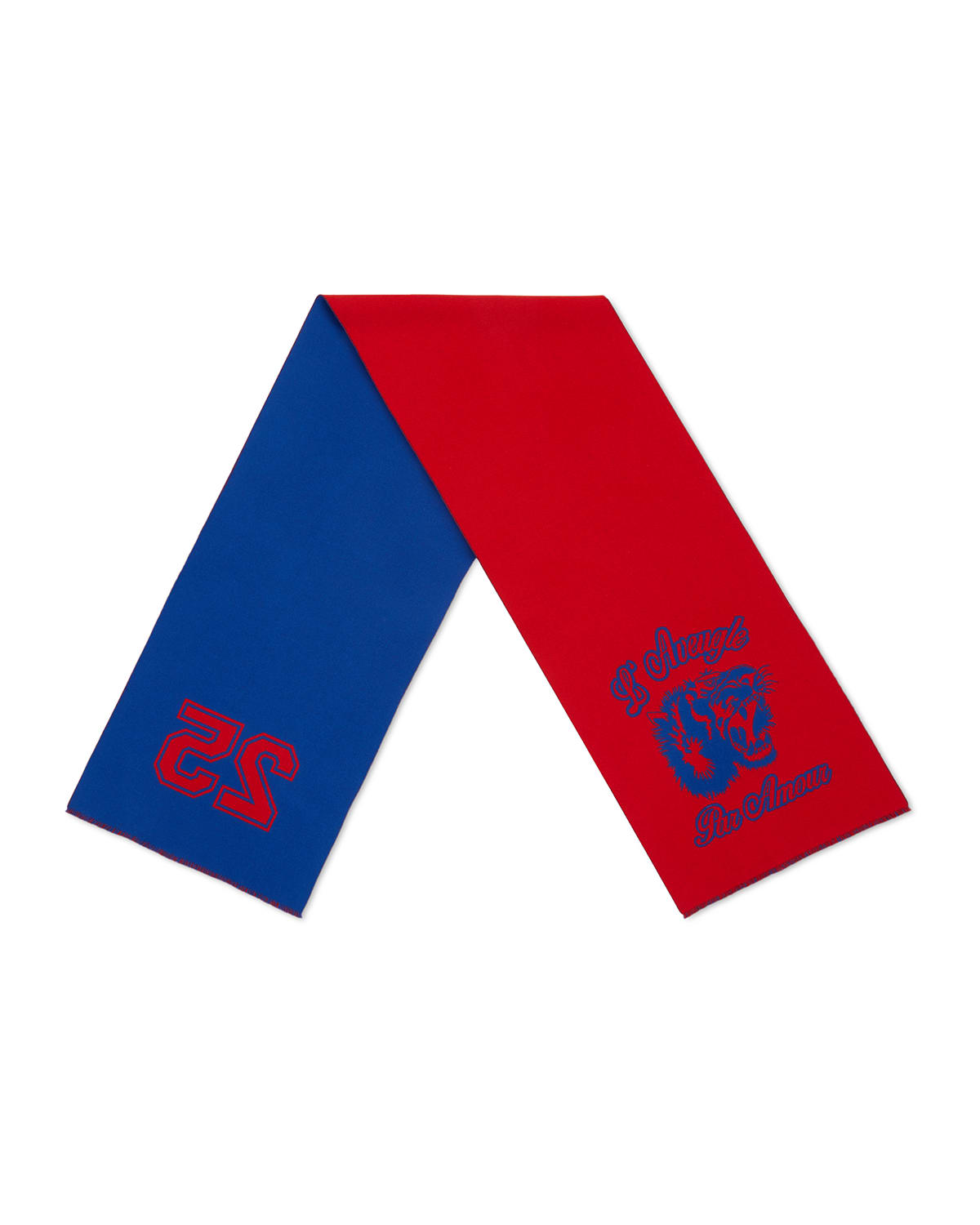 Gucci Wool Tiger Jacquard Scarf, Navy/Red