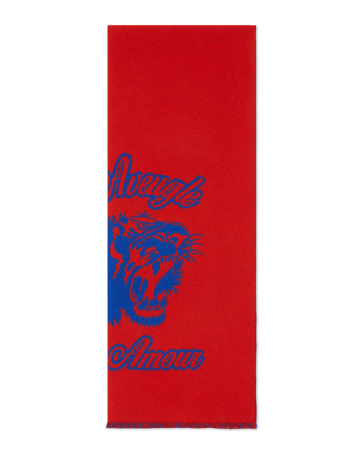 Gucci Wool Tiger Jacquard Scarf, Navy/Red