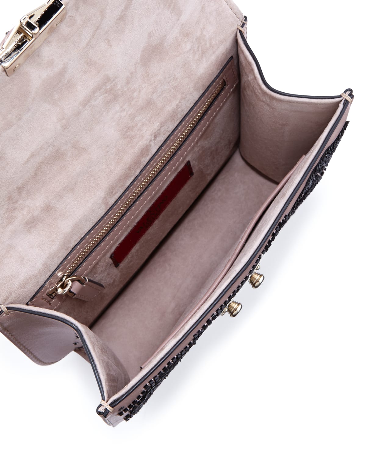 Valentino Garavani Lock Small Beaded Floral Shoulder Bag Light Pink