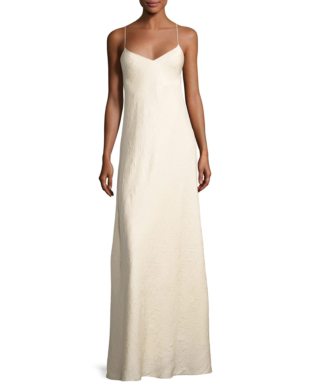 Vera Cloqu V Neck Gown Neutral