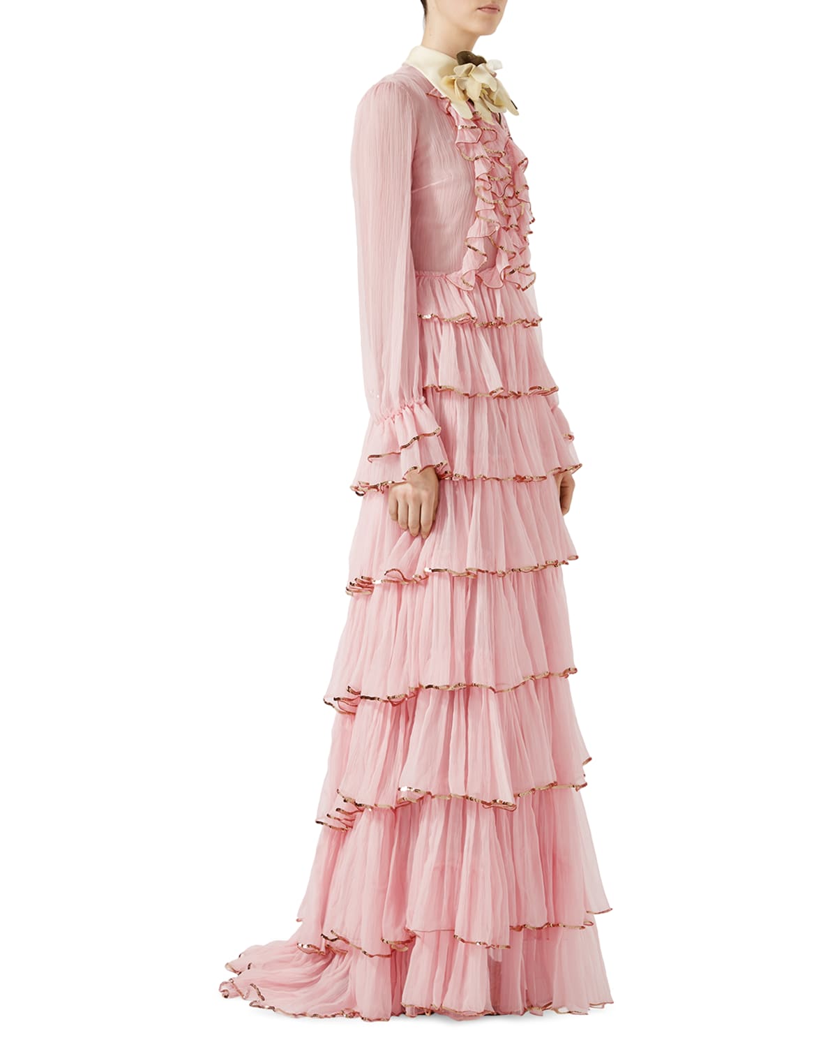 Gucci Chiffon Crepe Silk Gown, Light Pink