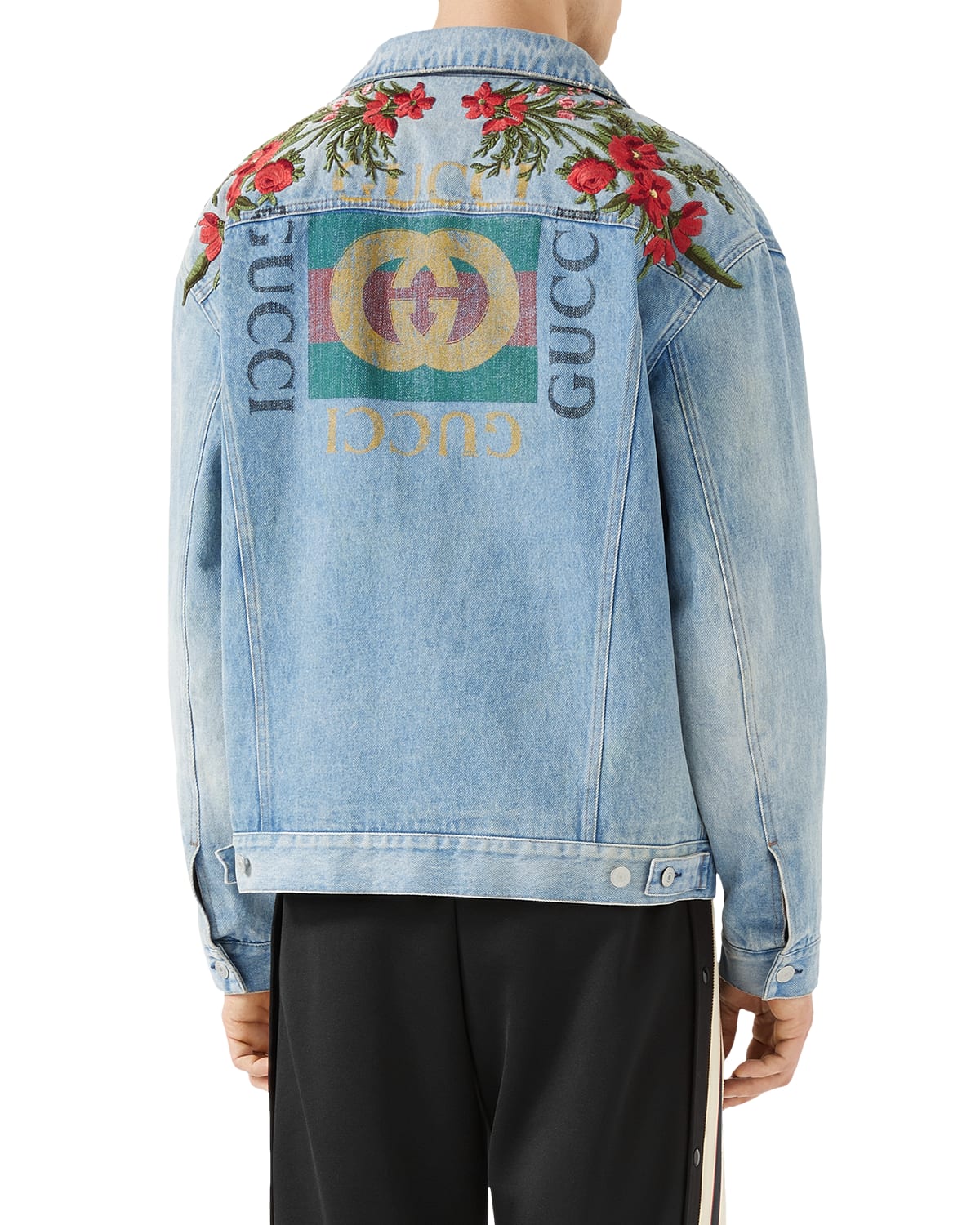 Gucci embroidered jean jacket best sale