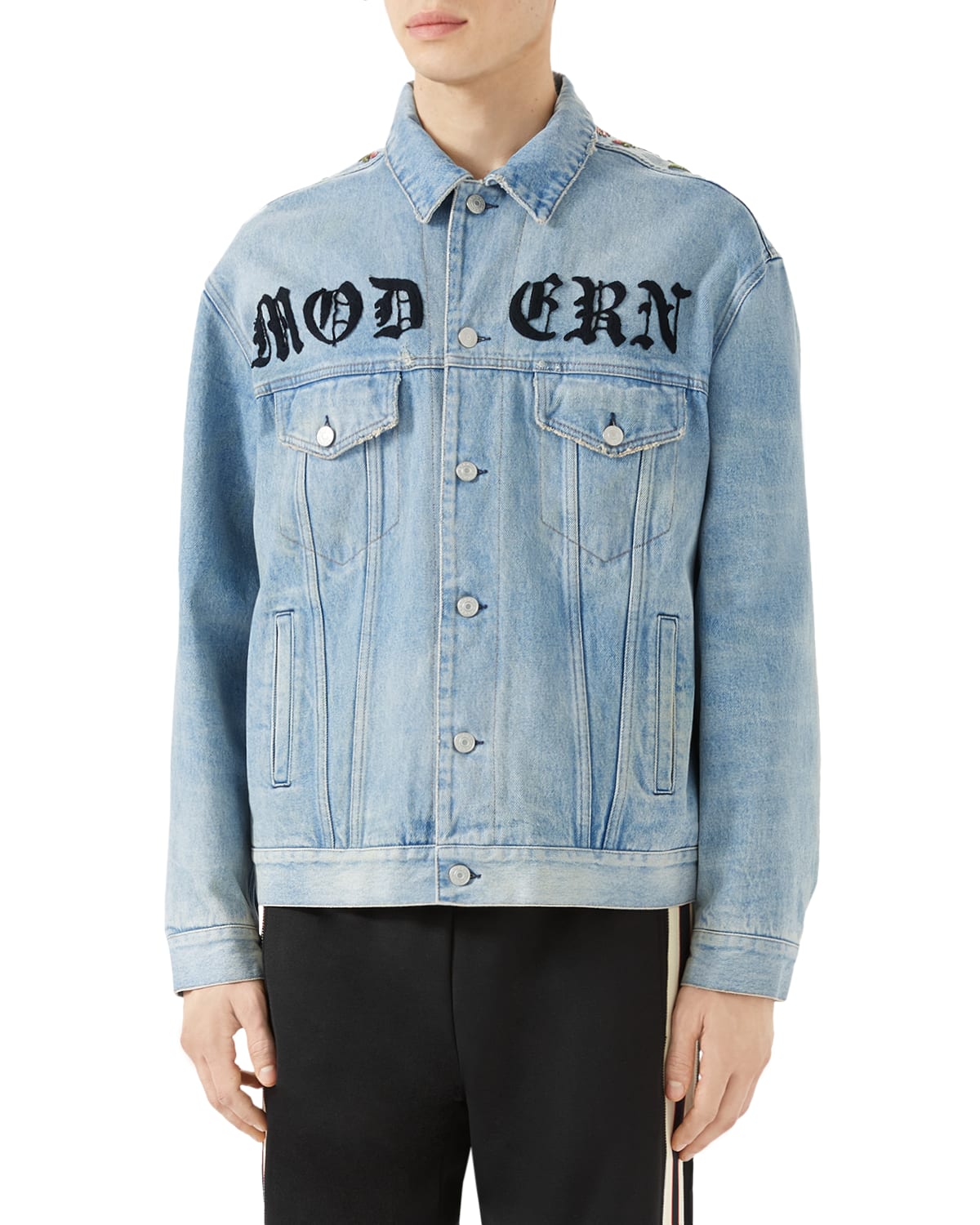 Gucci embroidered jean jacket hotsell