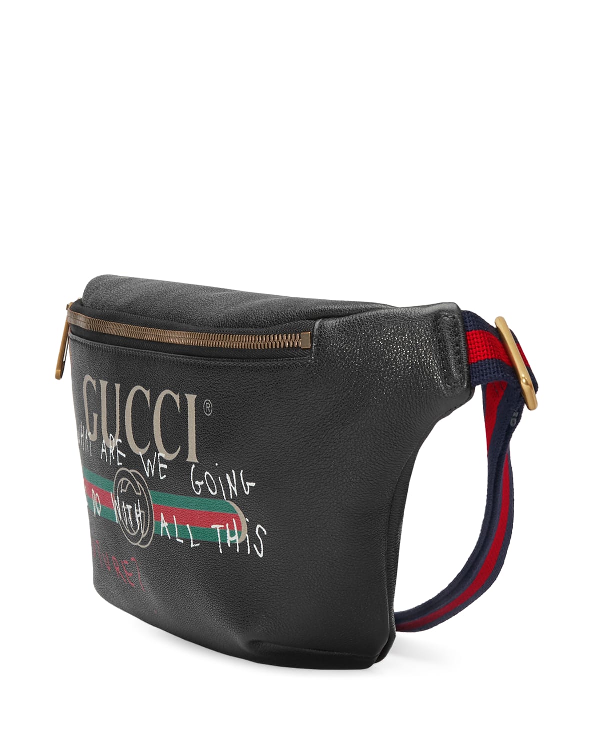 Gucci Gucci-Print Leather Belt Bag, Black