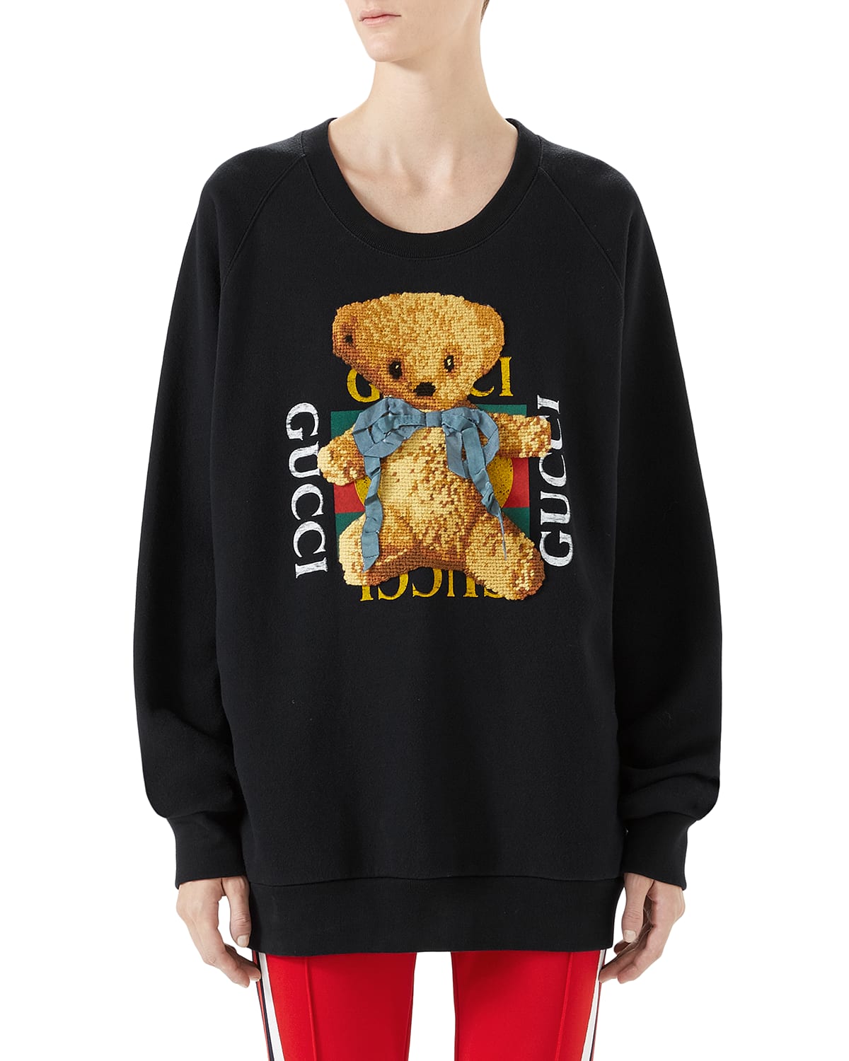 Gucci Felted Jersey Sweatshirt with Teddy Bear