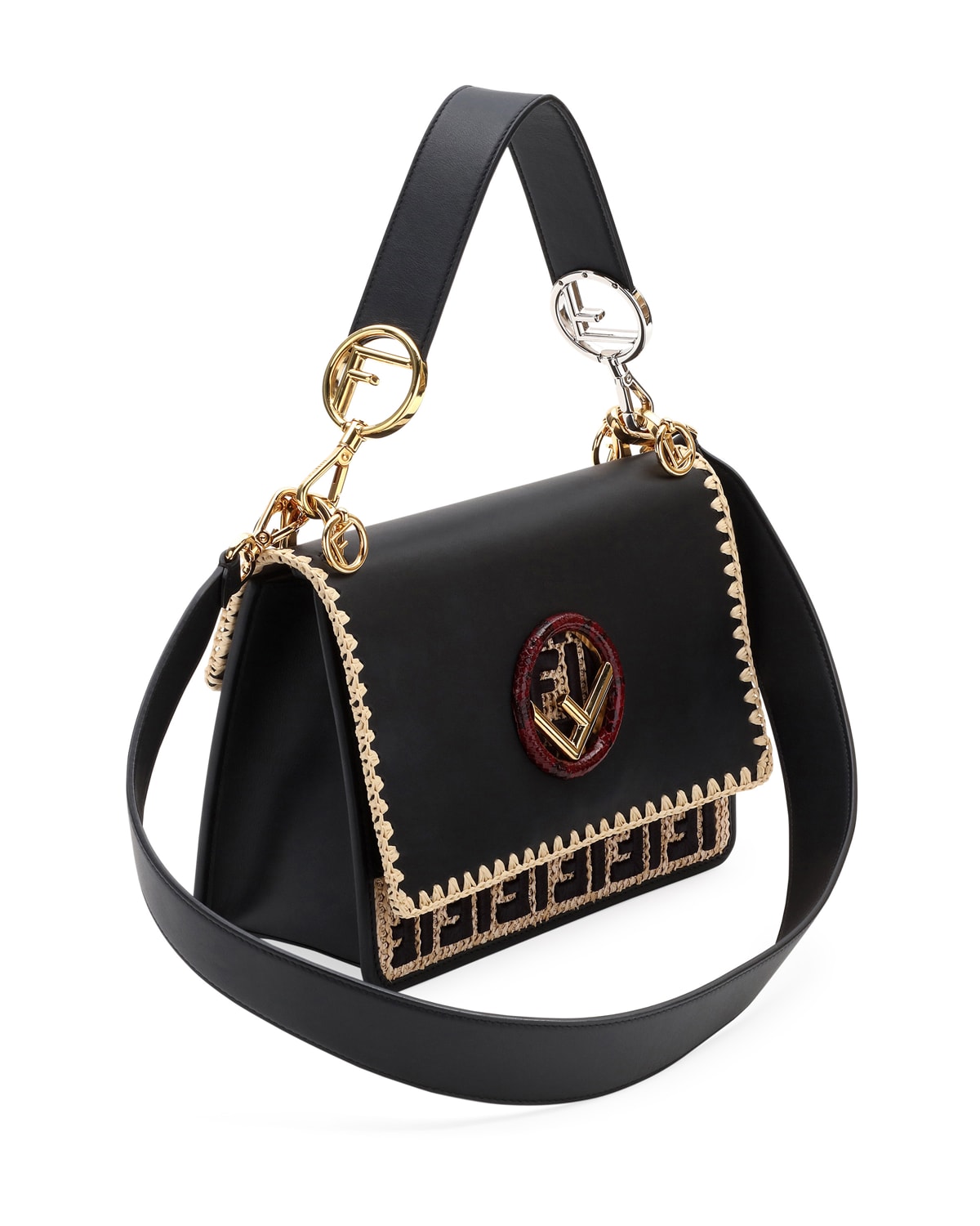 Kan I Logo Seal Calf Python Shoulder Bag