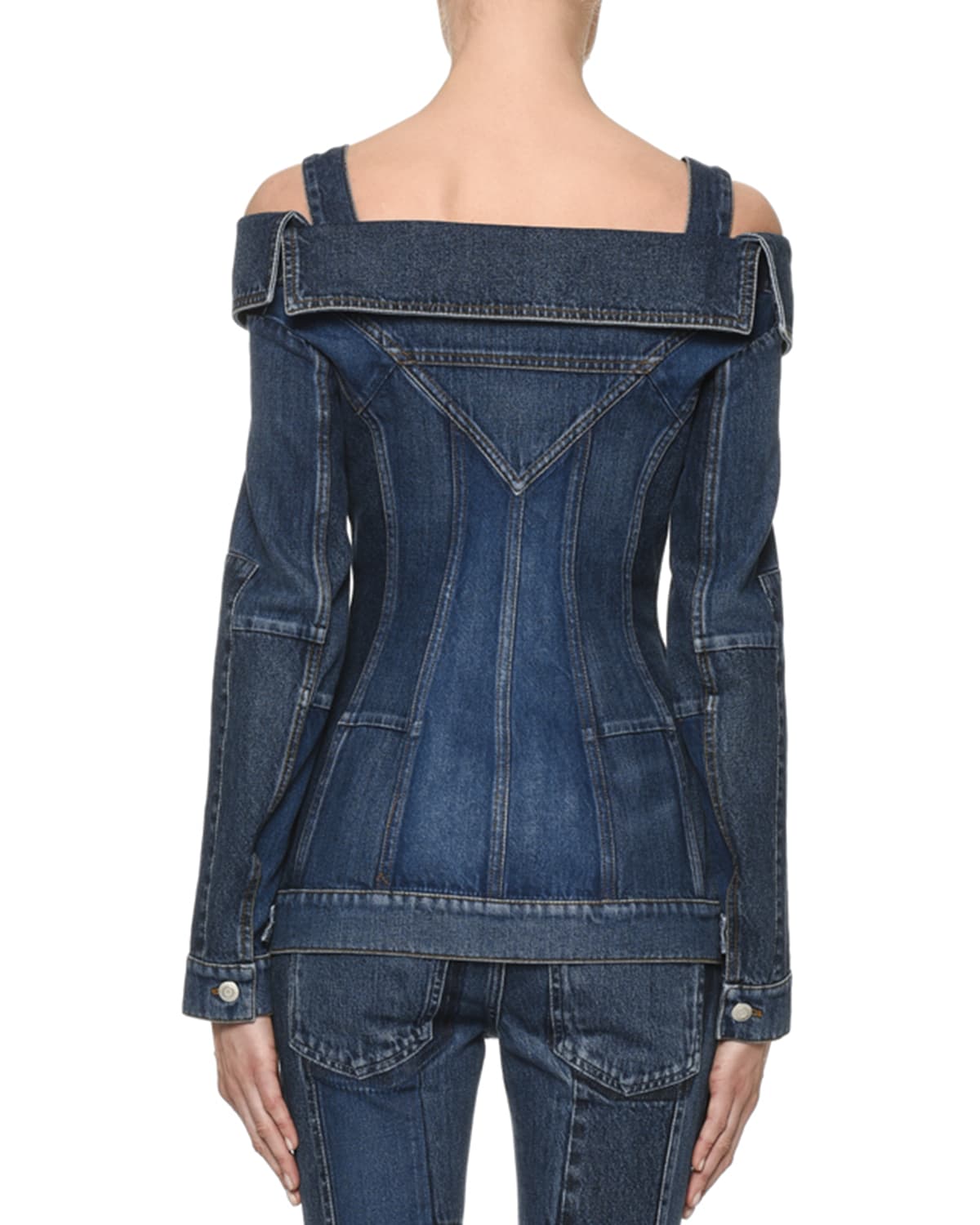 Alexander McQueen Off Shoulder Denim Jacket