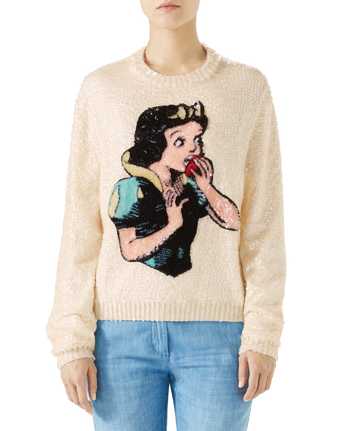 Snow White Sequin Wool Knit Sweater