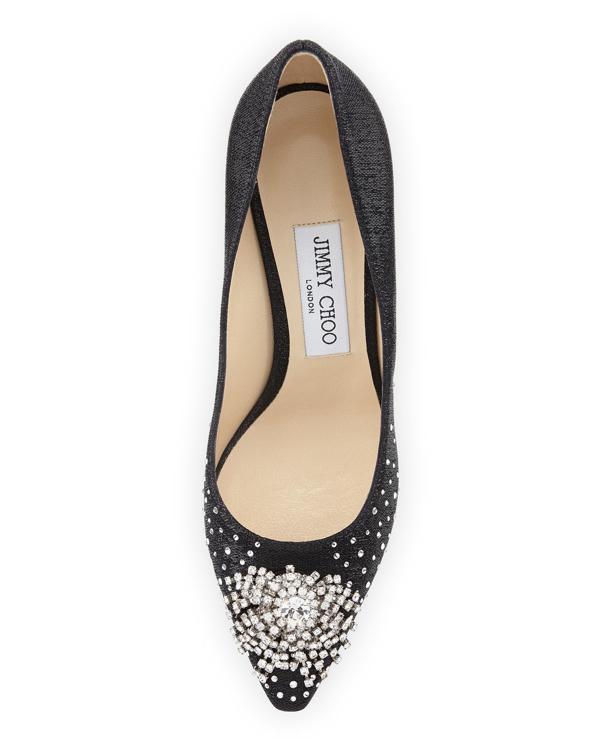 Jimmy Choo Joan 85mm Wet Look Fabric Pumps with Firework Crystal