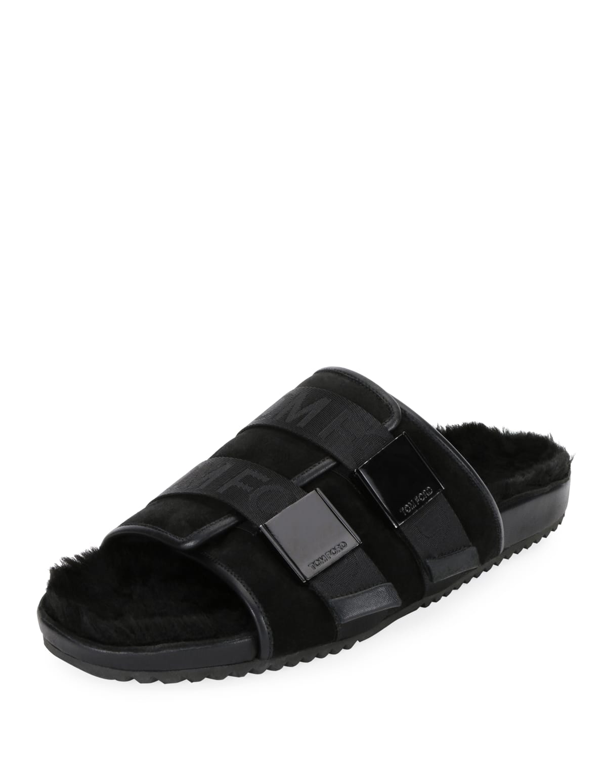 TOM FORD Men's Churchill Shearling-Lined Slide Sandals