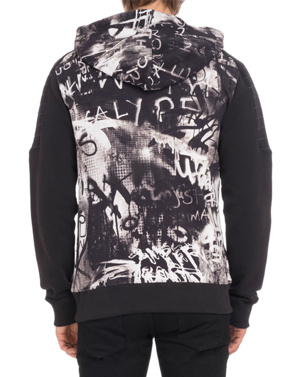 Men s Graffiti Print Zip Front Hoodie Sweatshirt