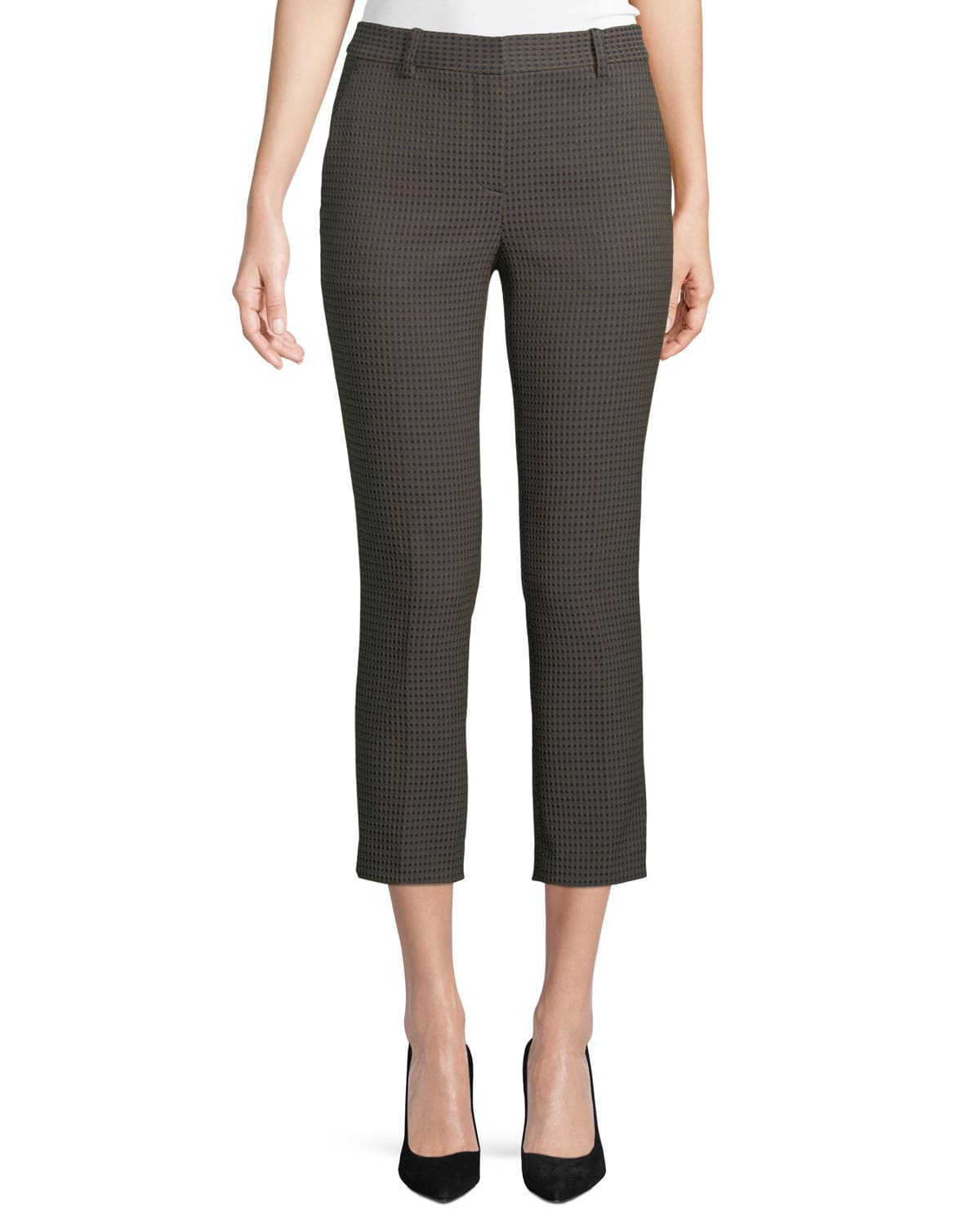 Theory Treeca 2 Dotted Jacquard Straight Leg Cropped Pants