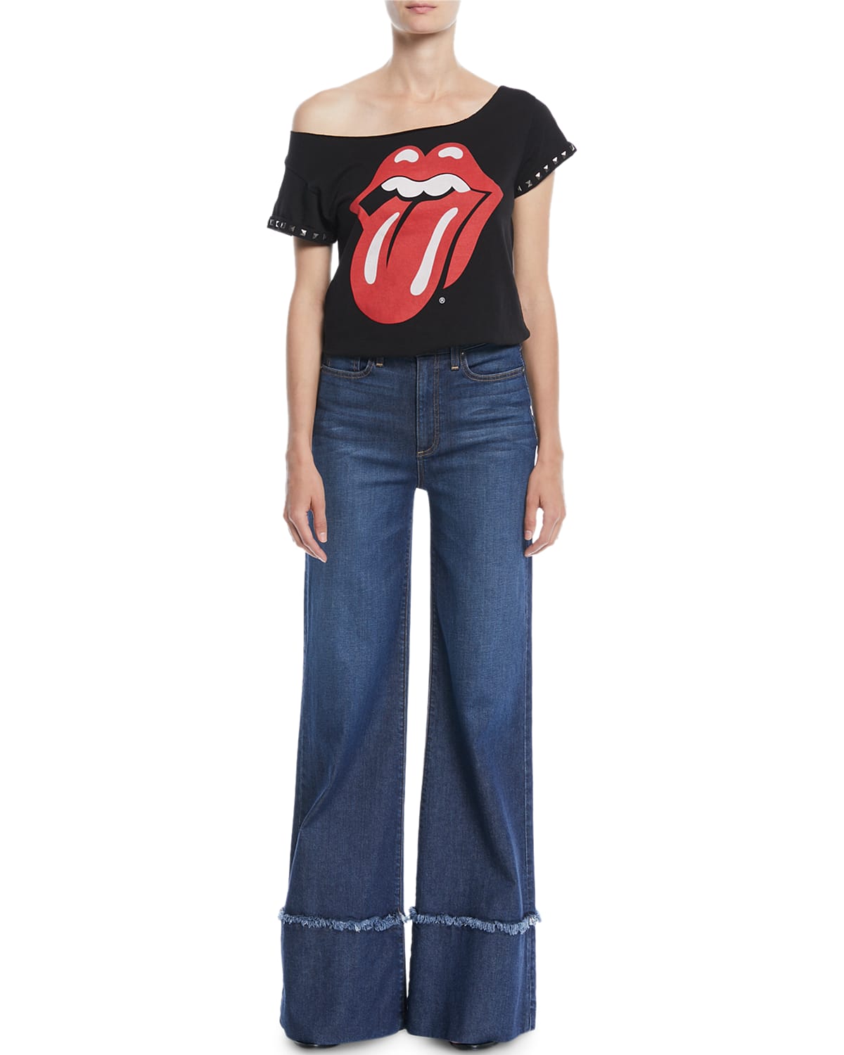 Gorgeous High Rise Wide Leg Jeans with Exaggerated Hem