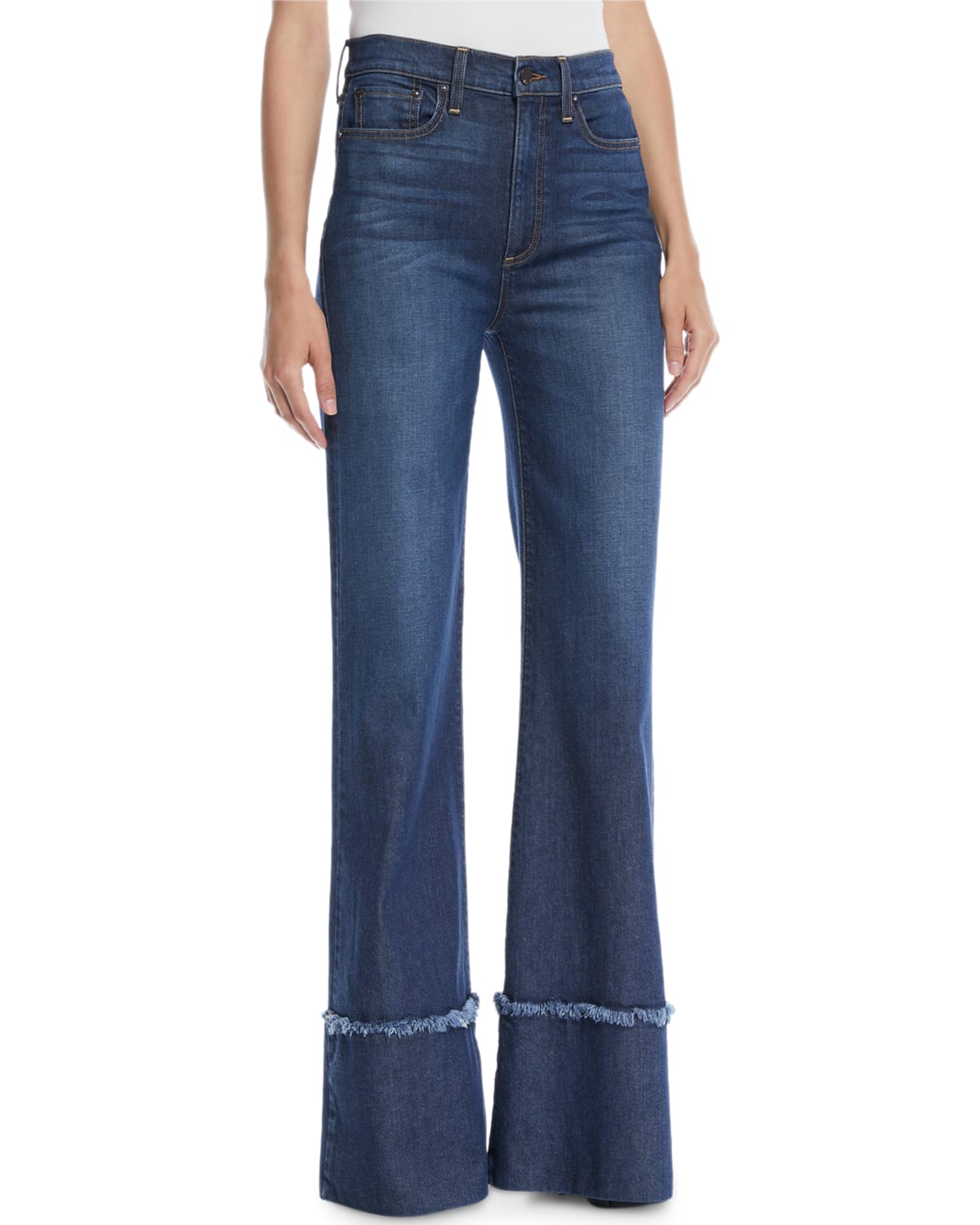 Gorgeous High Rise Wide Leg Jeans with Exaggerated Hem