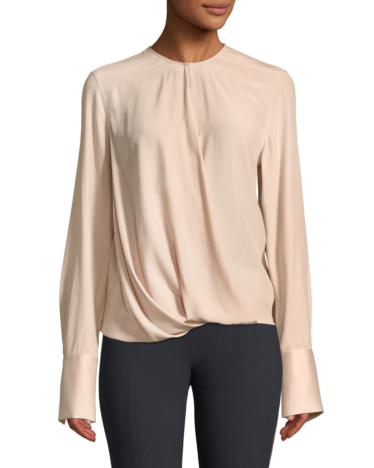 Rag & outlet Bone Womens Max Long-Sleeve Silk Charmeuse Blouse Medium