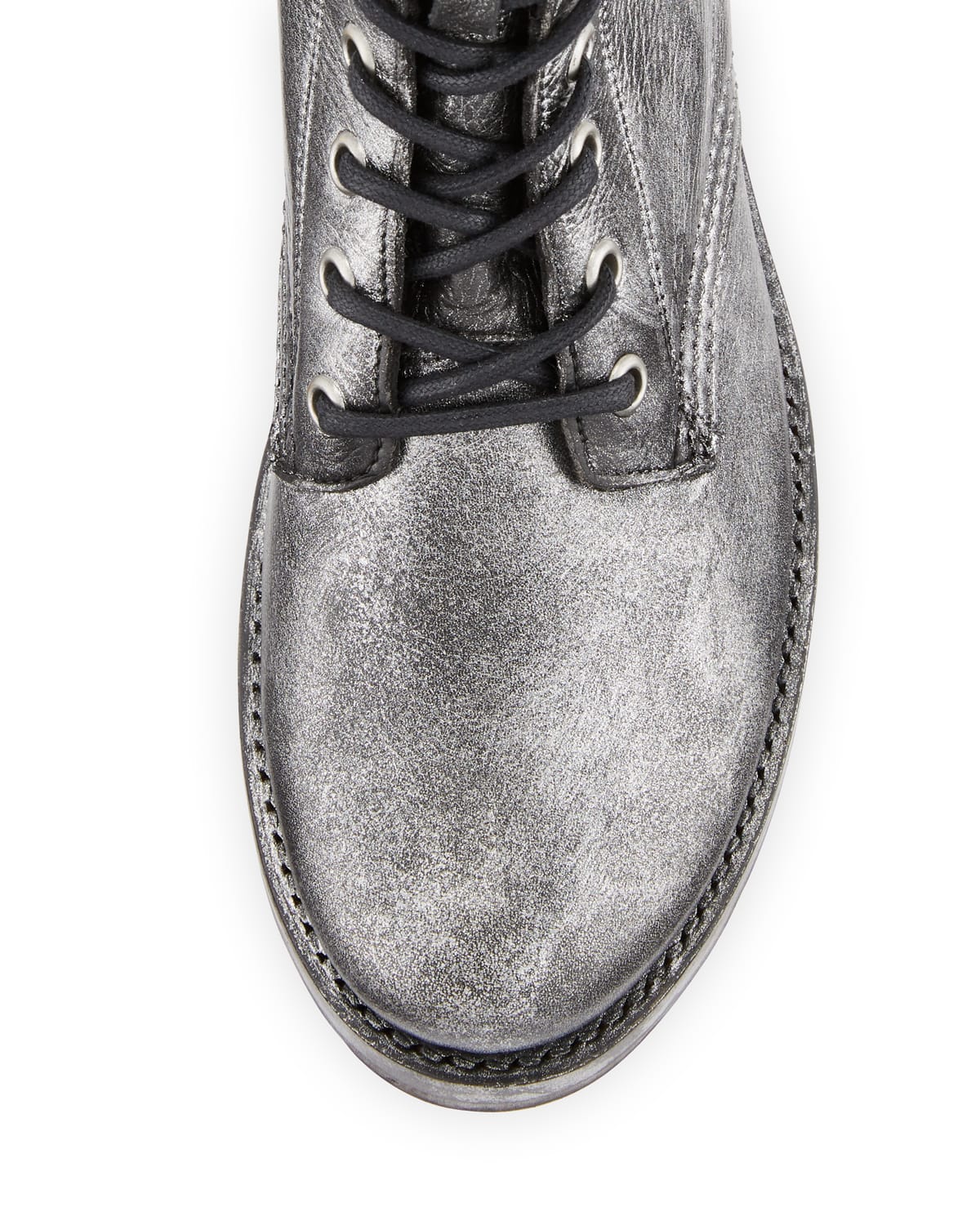 Veronica Metallic Leather Combat Booties