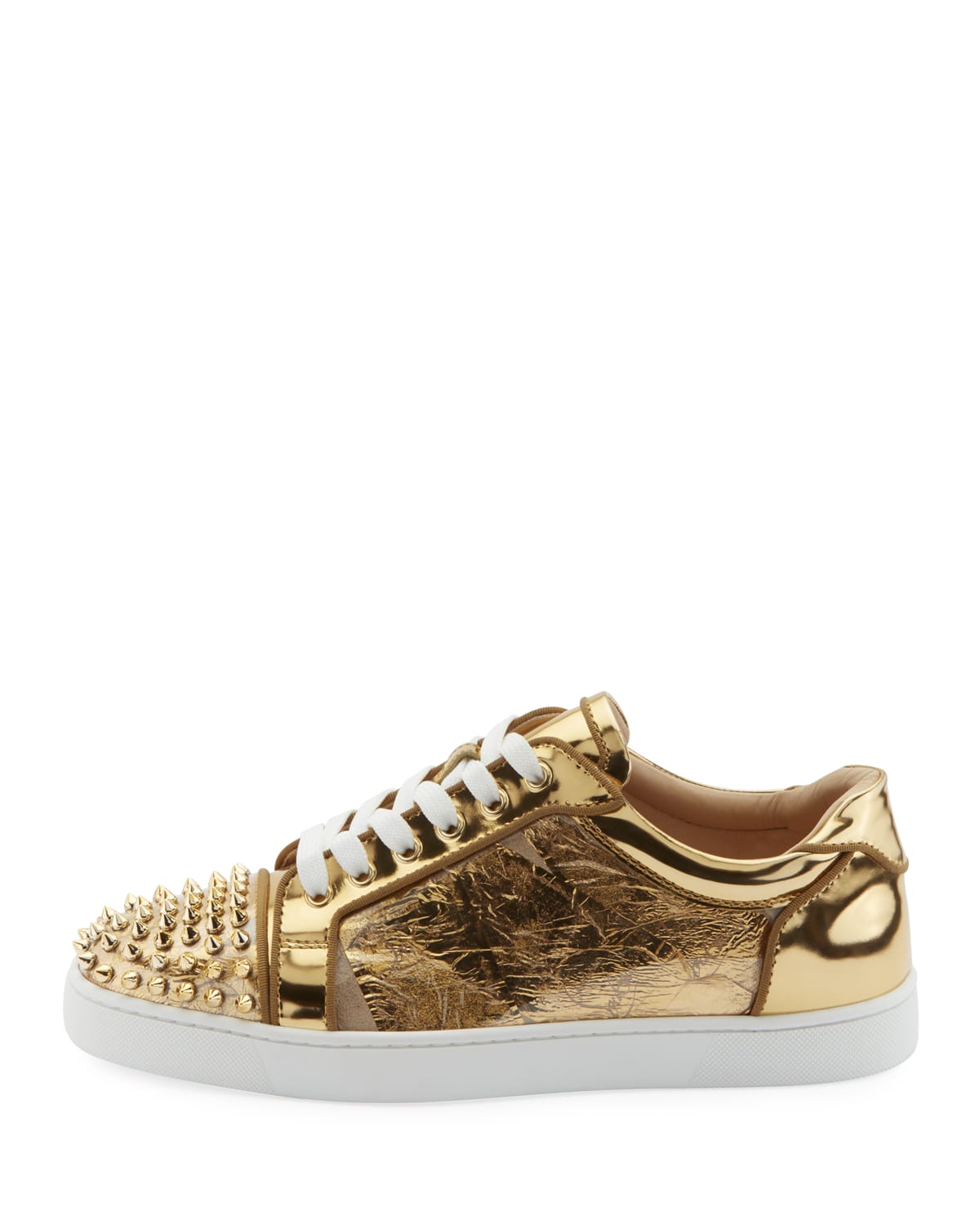 Christian Louboutin Konstantinos Men Gold Sneakers Suede Spikes Trainers EU  39.5