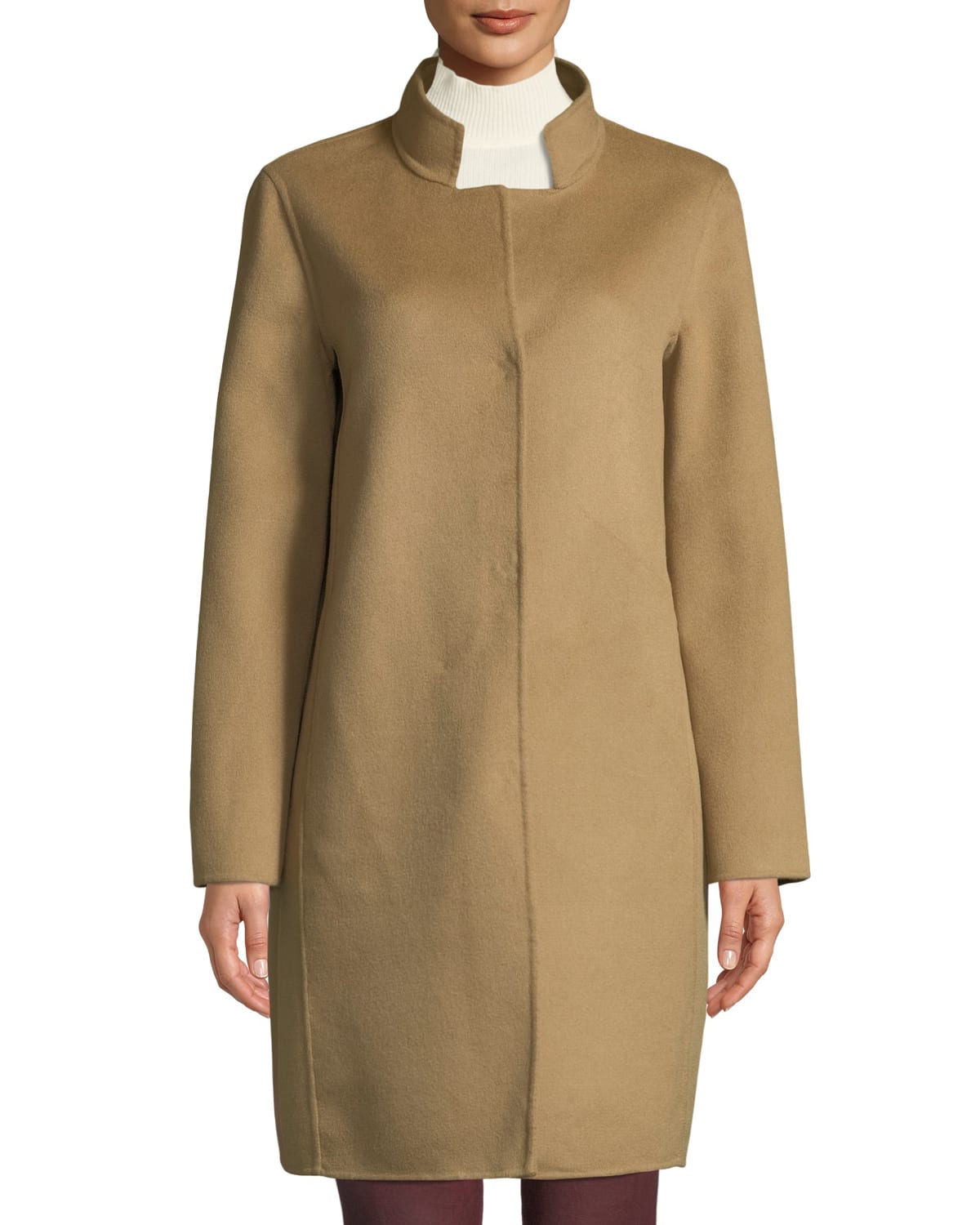 Belle Fare Lightweight Cashmere Coat with Detachable Fur Front Vest