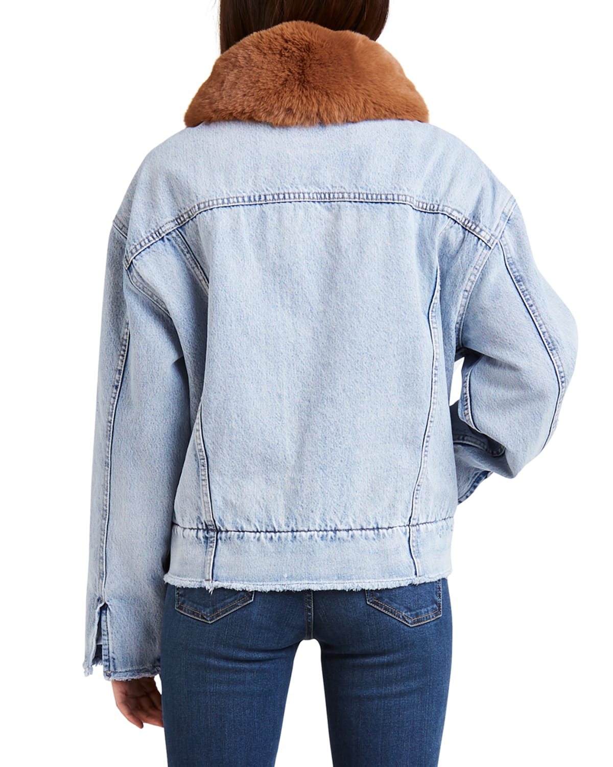 Levi s Premium Oversized Denim Trucker Jacket with Faux Fur Collar