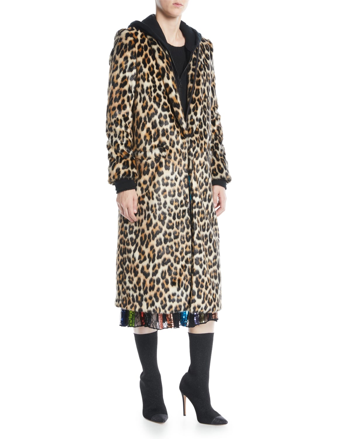 Alice olivia leopard coat sale