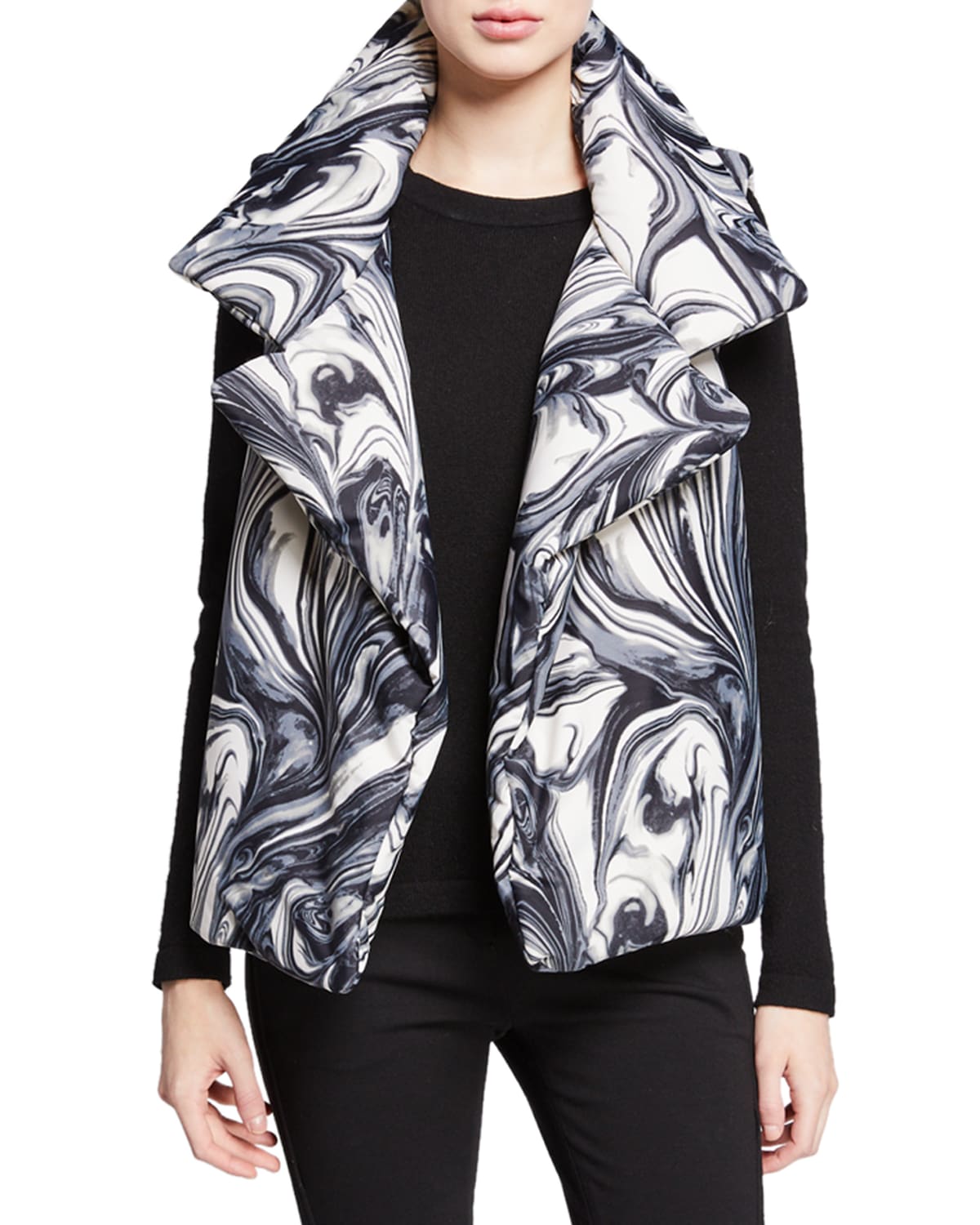Sleeping Bag Printed Open Front Puffer Vest