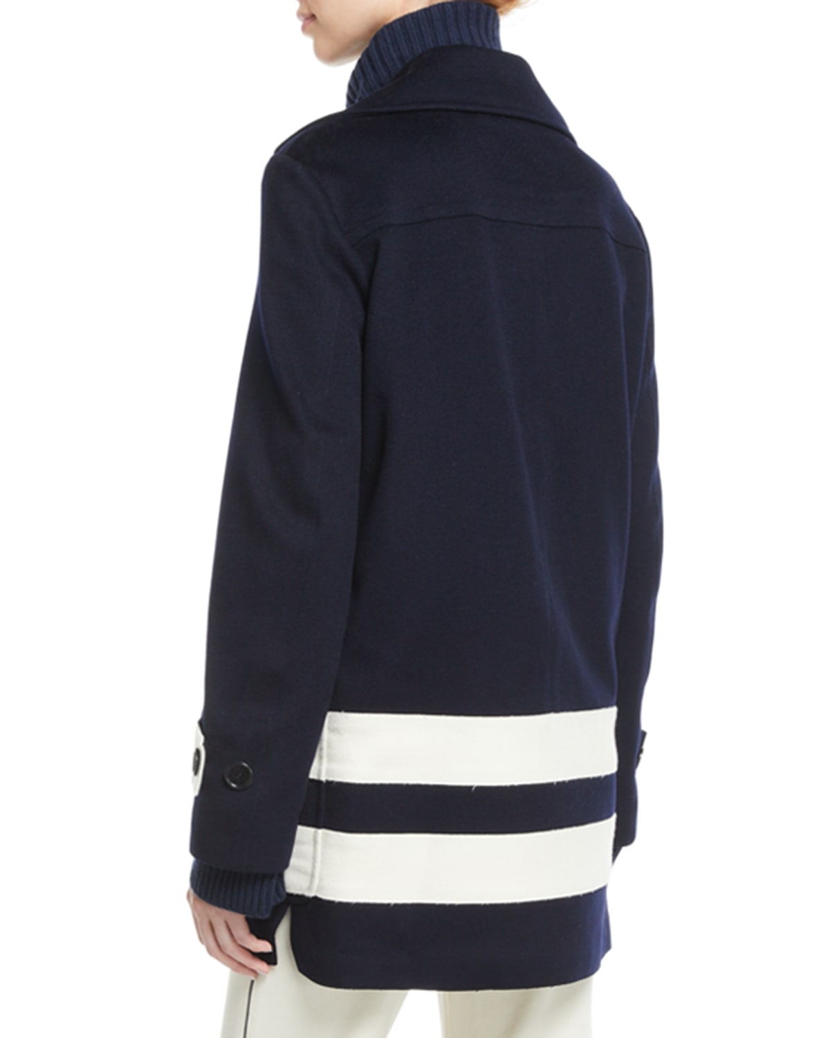 Loro Piana DoubleBreasted Striped Wool Pea Coat