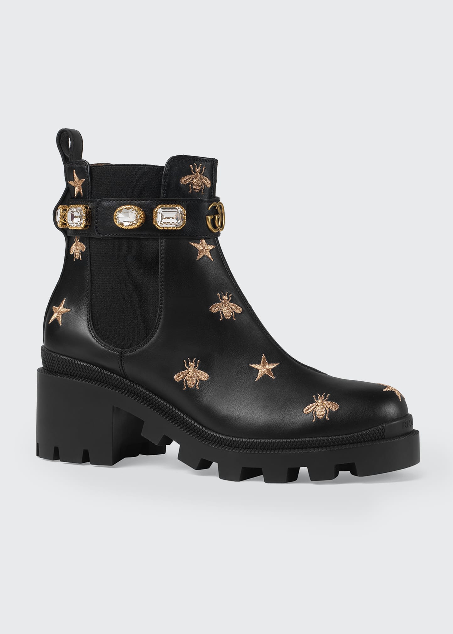 gucci black boots with bees