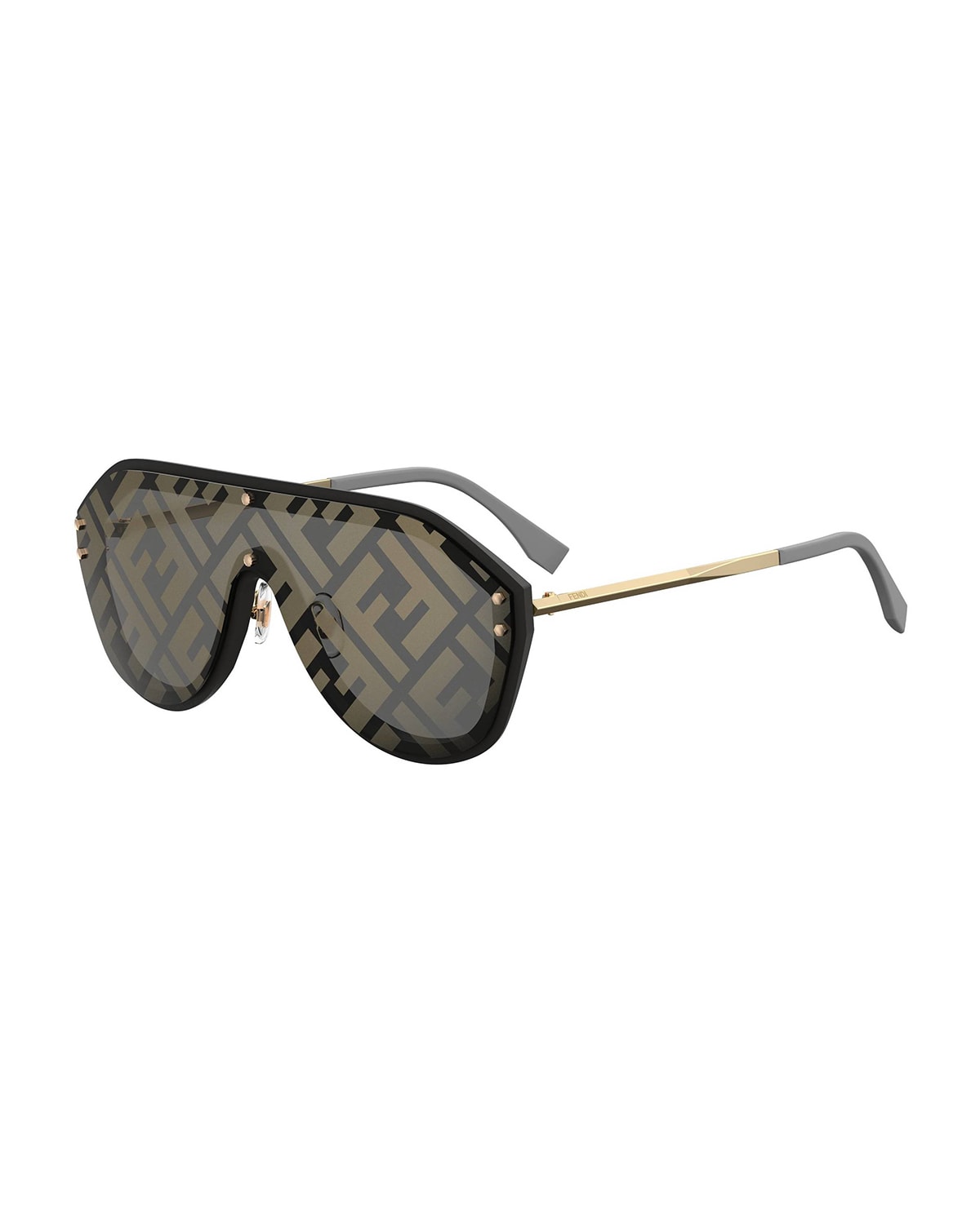 Fendi Ff Shield Sunglasses In Black/gold | ModeSens