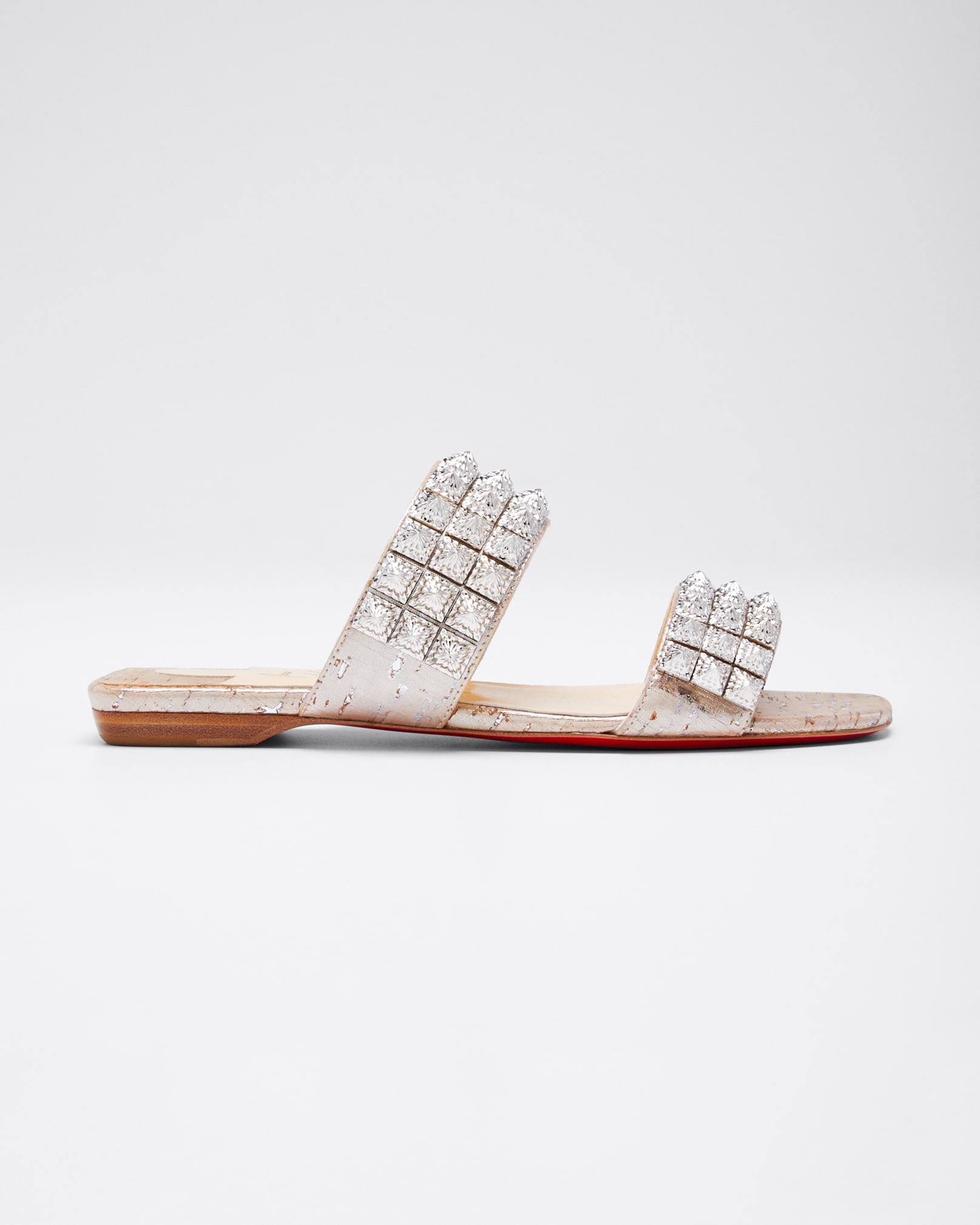 Christian Louboutin Myriadiam Flat Cork Red Sole Slide Sandals