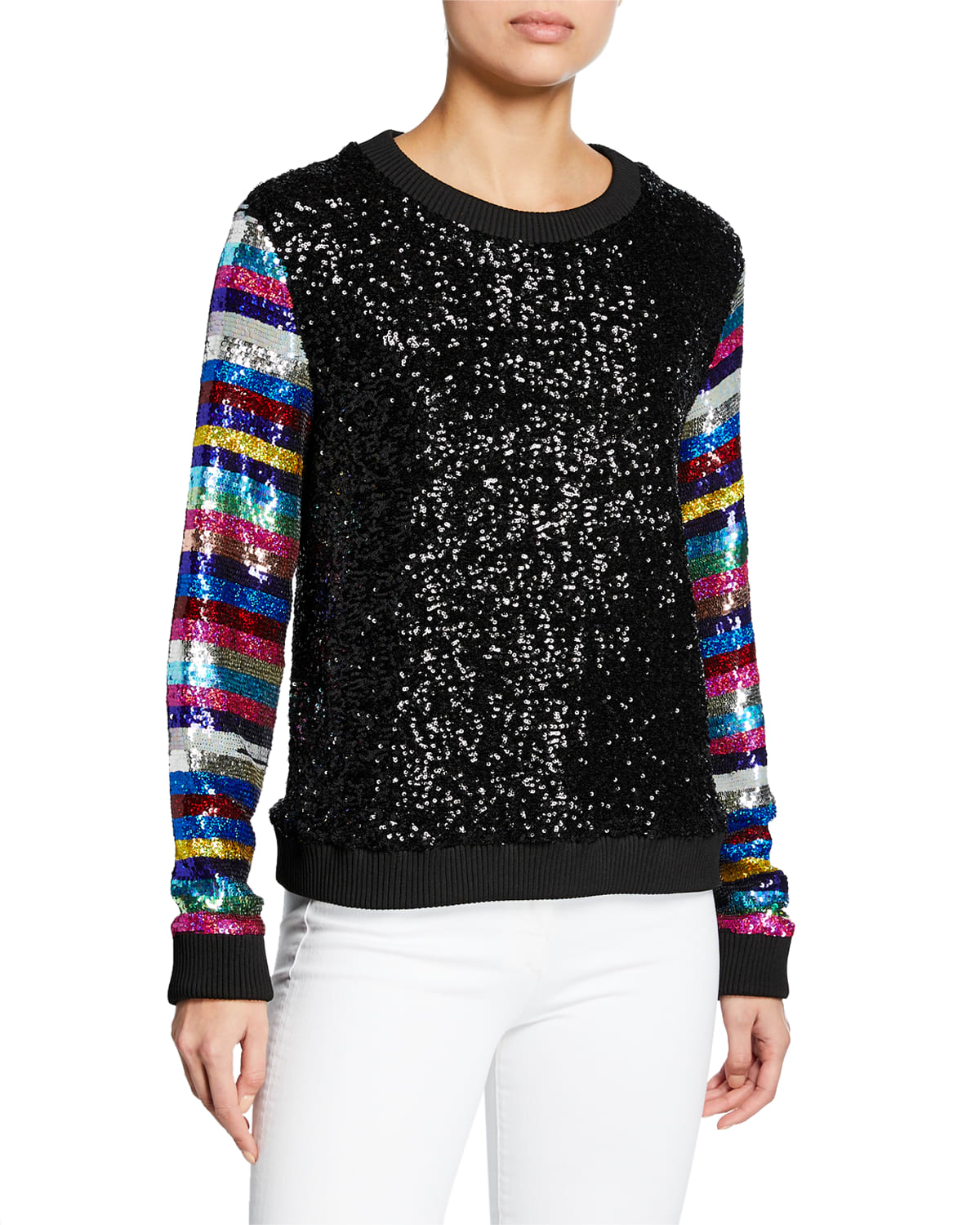 Magpie Sequined Rainbow Sleeve Sweater
