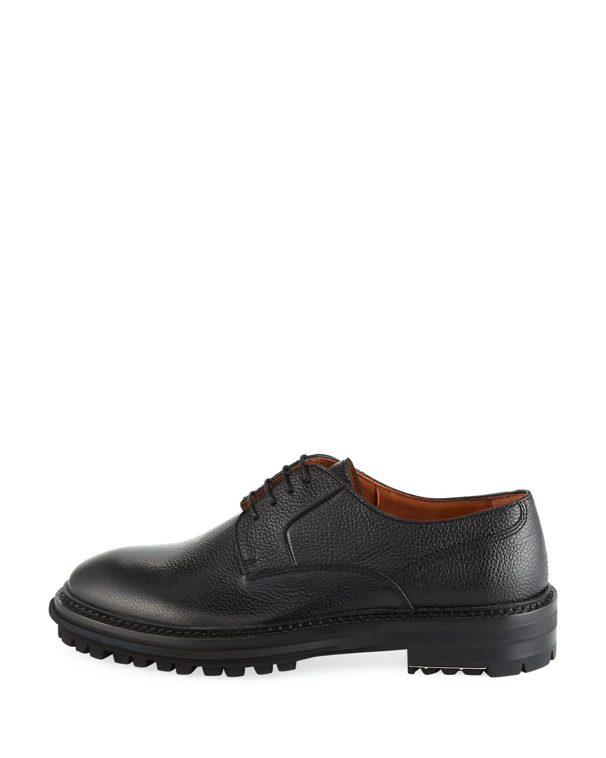 Men s Grained Leather Lug Sole Derby Shoes
