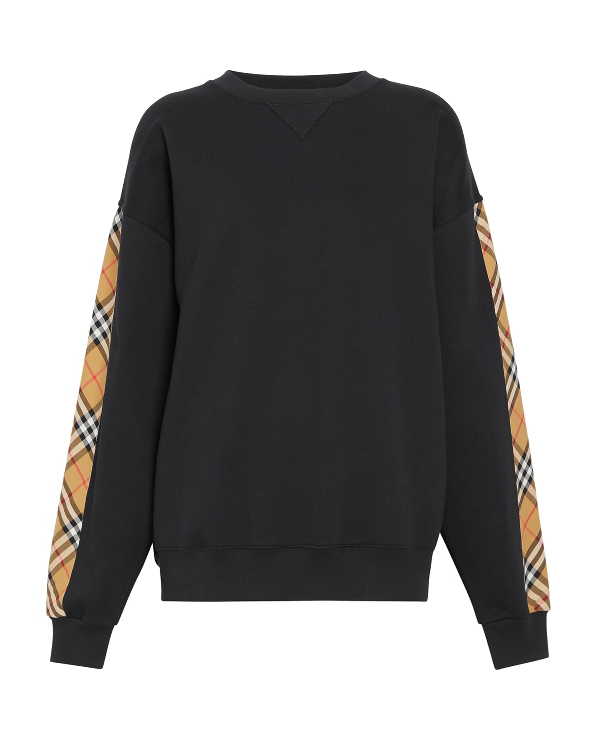 Bronx Crewneck Long Sleeve Jersey Sweatshirt with Vintage Check Detail