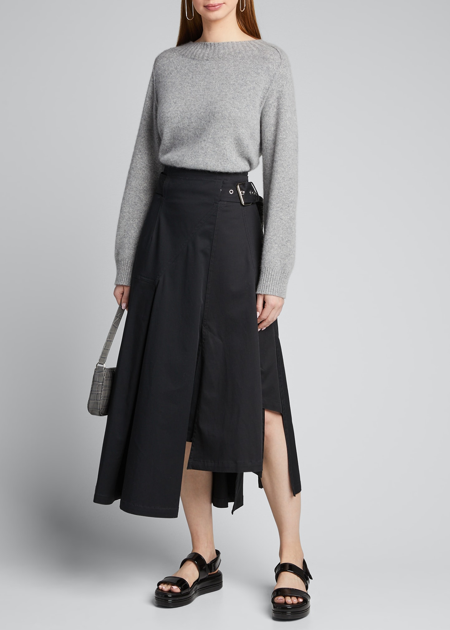 3.1 Phillip Lim Belted High-Low Twill Utility Skirt - Bergdorf Goodman