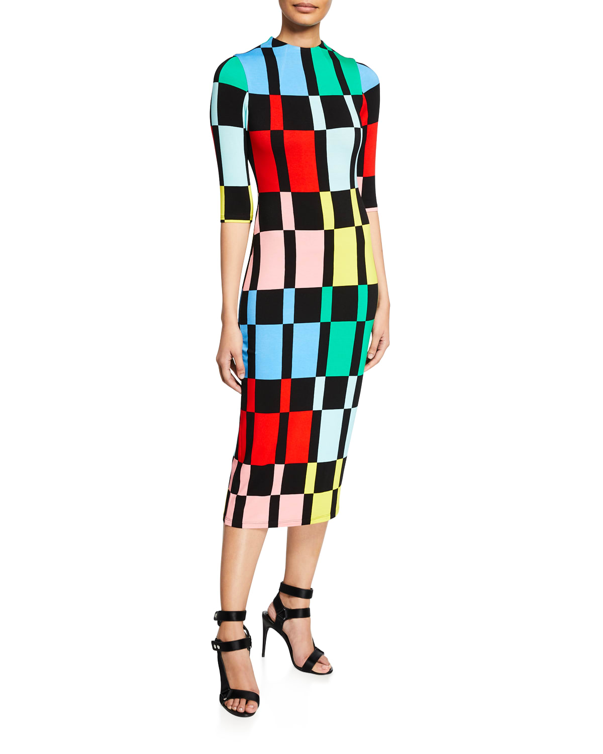 Delora Fitted Mock Neck Colorblock Dress
