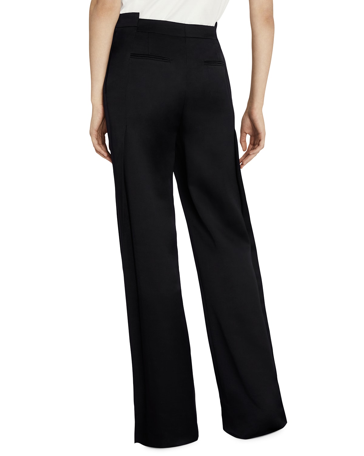 Schiaparelli Geometric-Waist Wide-Leg Satin Pants