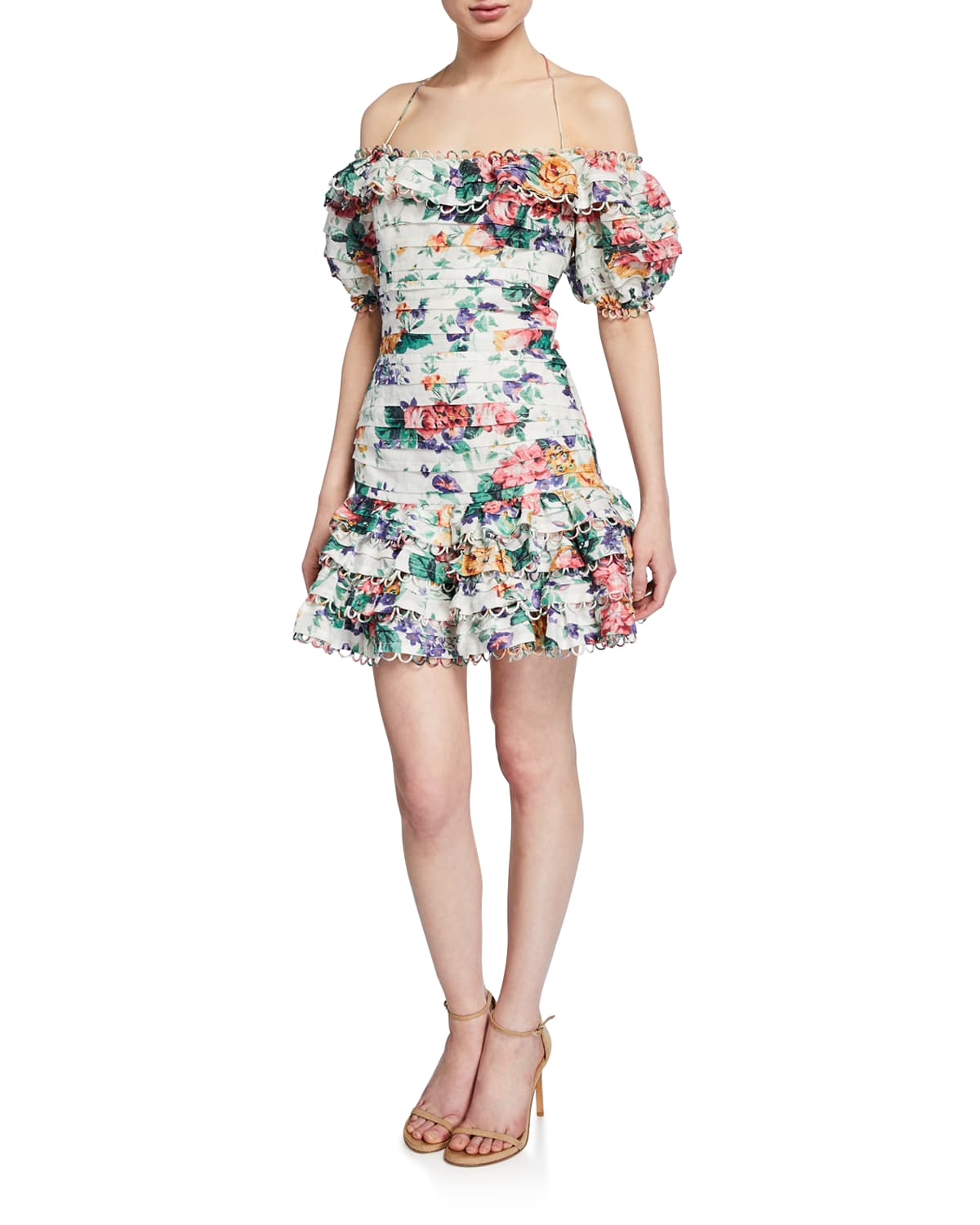 Allia Floral Pintuck Mini Dress