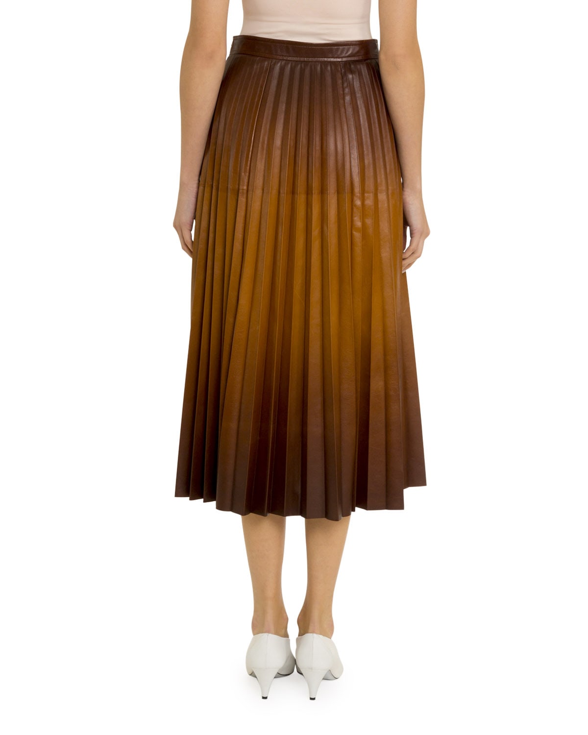 Givenchy Ombre Pleated Leather Midi Skirt