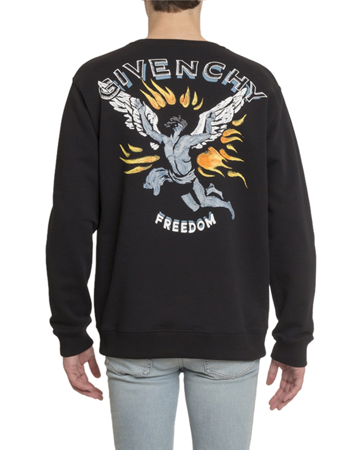 Men s Freedom Icarus Print Crewneck Cotton Sweatshirt