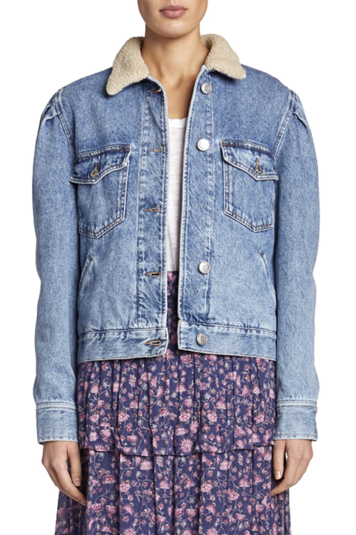 Etoile Isabel Marant Nolinea Sherpa Collar Puff Sleeve Jacket