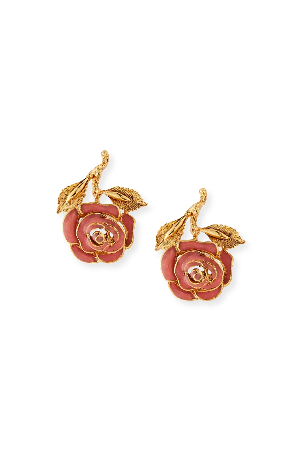 Oscar de la Renta Petite Matte Rose Earrings, Coral